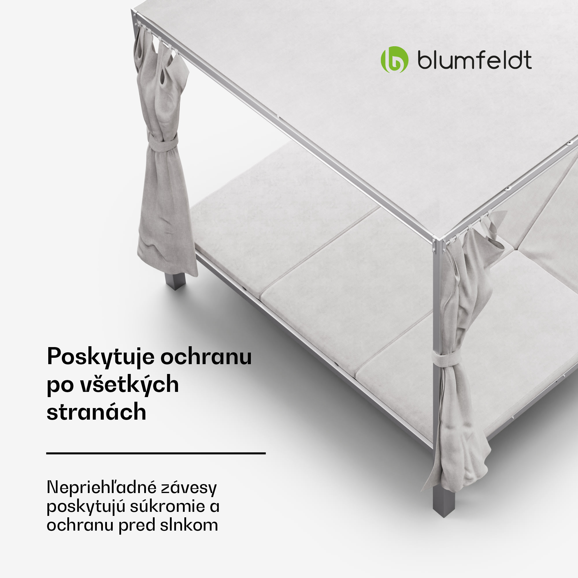 Blumfeldt Eremitage Triple trojité ležadlo, ochrana pred slnkom, až pre 3 osoby, hliníkový rám, odolné voči poveternostným vplyvom – Obrázok 4