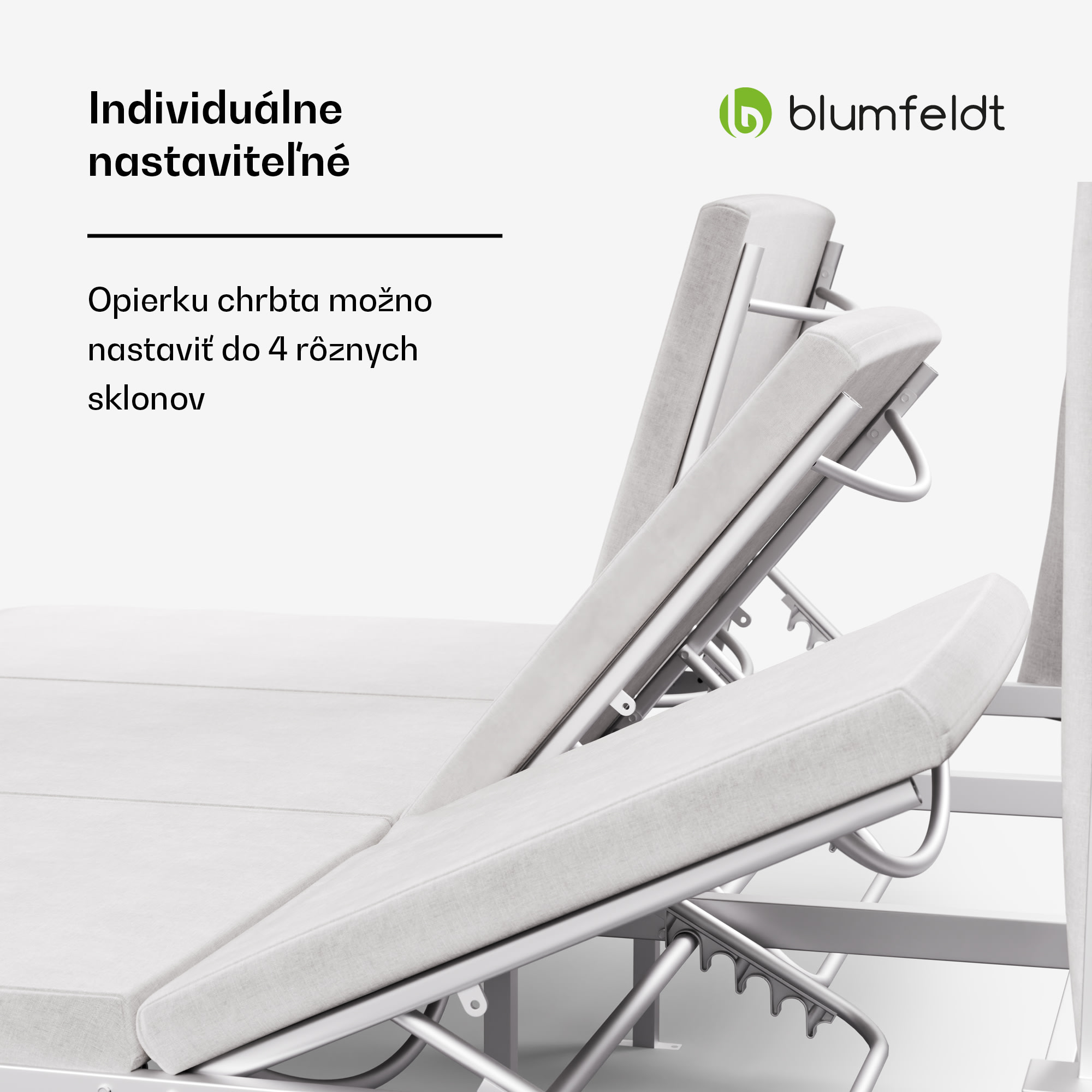 Blumfeldt Eremitage Triple trojité ležadlo, ochrana pred slnkom, až pre 3 osoby, hliníkový rám, odolné voči poveternostným vplyvom – Obrázok 5