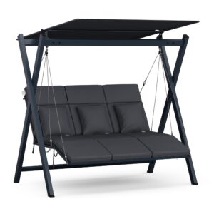 Blumfeldt FlexiSwing, hollywoodska hojdačka, 3-miestna, nastaviteľné operadlo, slnečná strieška, odolná voči poveternostným vplyvom