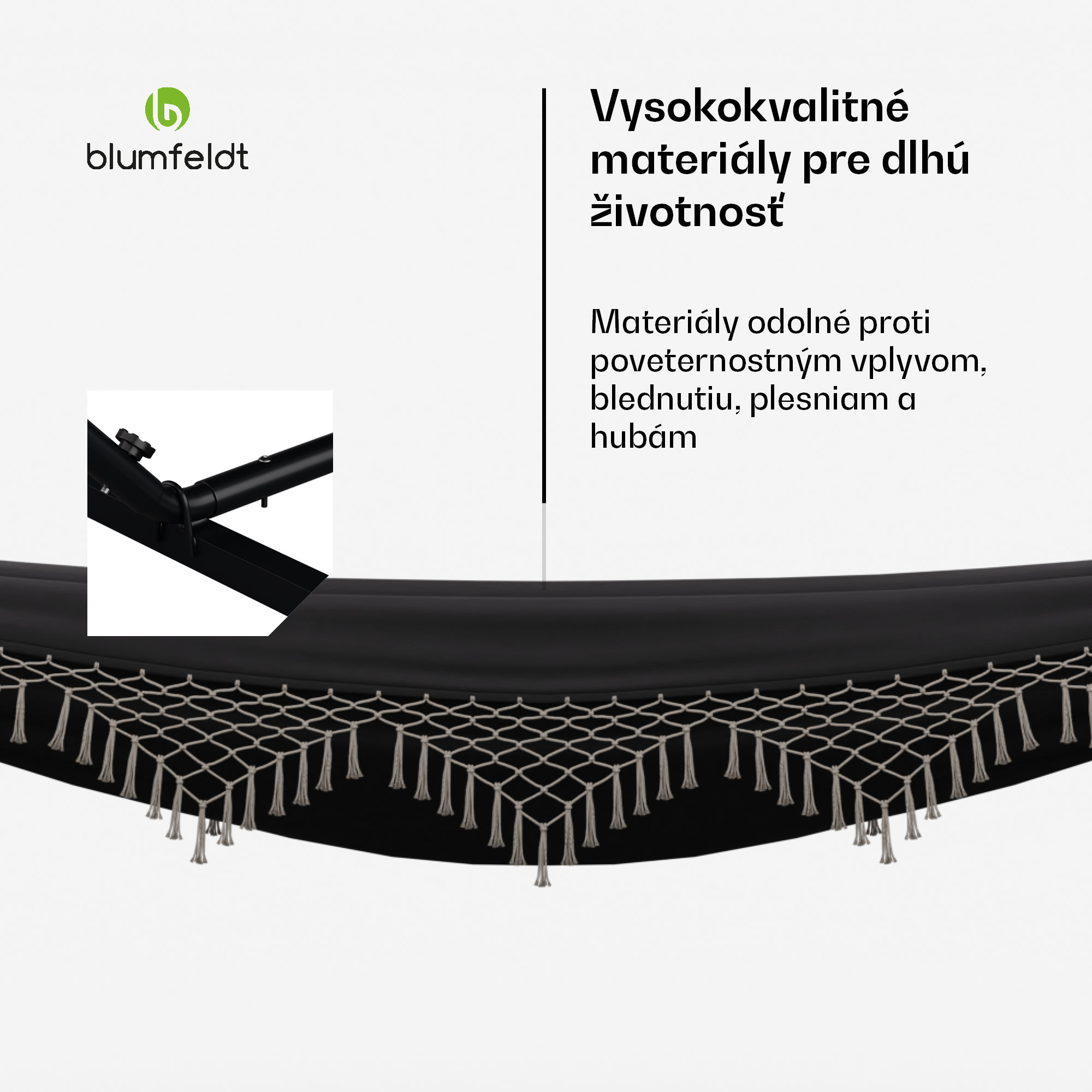 Blumfeldt SwayStation Boho hojdacia sieť, 400 x 116 cm, odolná proti poveternostným vplyvom, odolná proti hrdzi – Obrázok 3