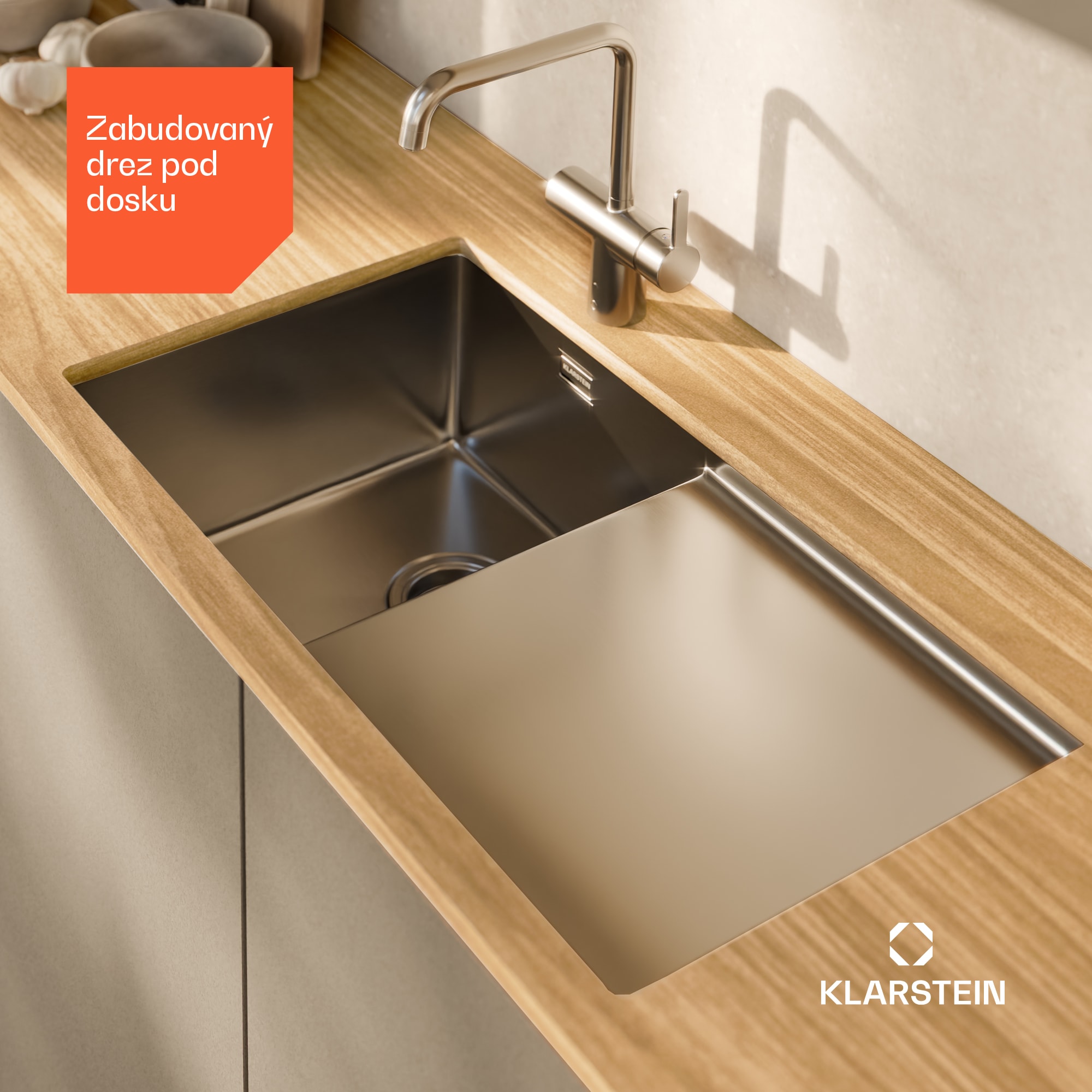 Klarstein TitanSteel kuchynský drez s odkvapkávačom, 79 x 44 cm, nehrdzavejúca oceľ, odolný voči poškriabaniu, odolný voči teplu – Obrázok 3