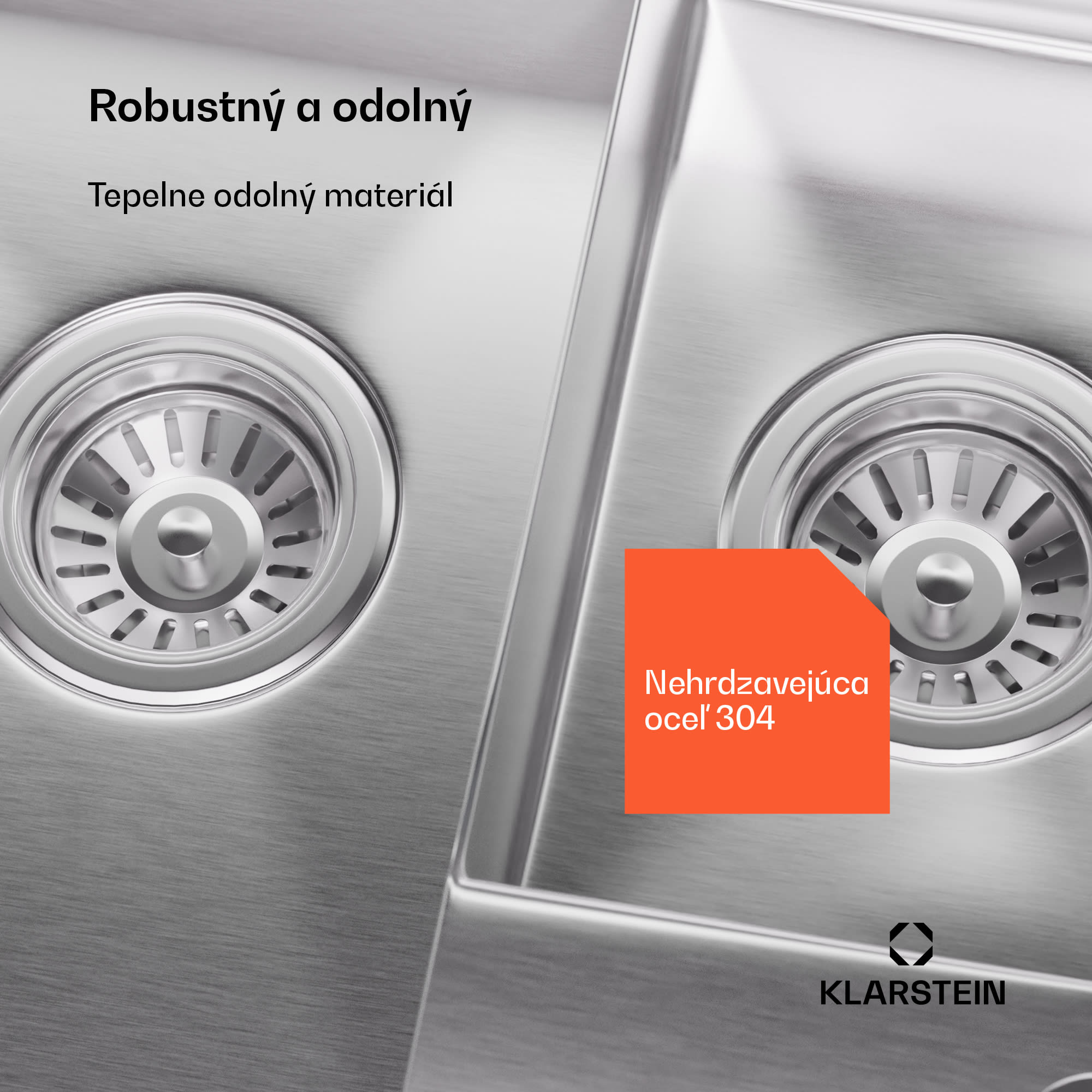 Klarstein TitanSteel kuchynský drez, 61 x 50 cm, 2 umývadlá, nehrdzavejúca oceľ, žiaruvzdorný – Obrázok 4