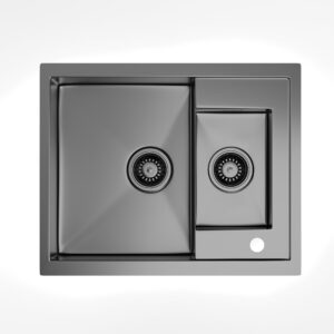 Klarstein TitanSteel kuchynský drez, 61 x 50 cm, 2 umývadlá, nehrdzavejúca oceľ, žiaruvzdorný