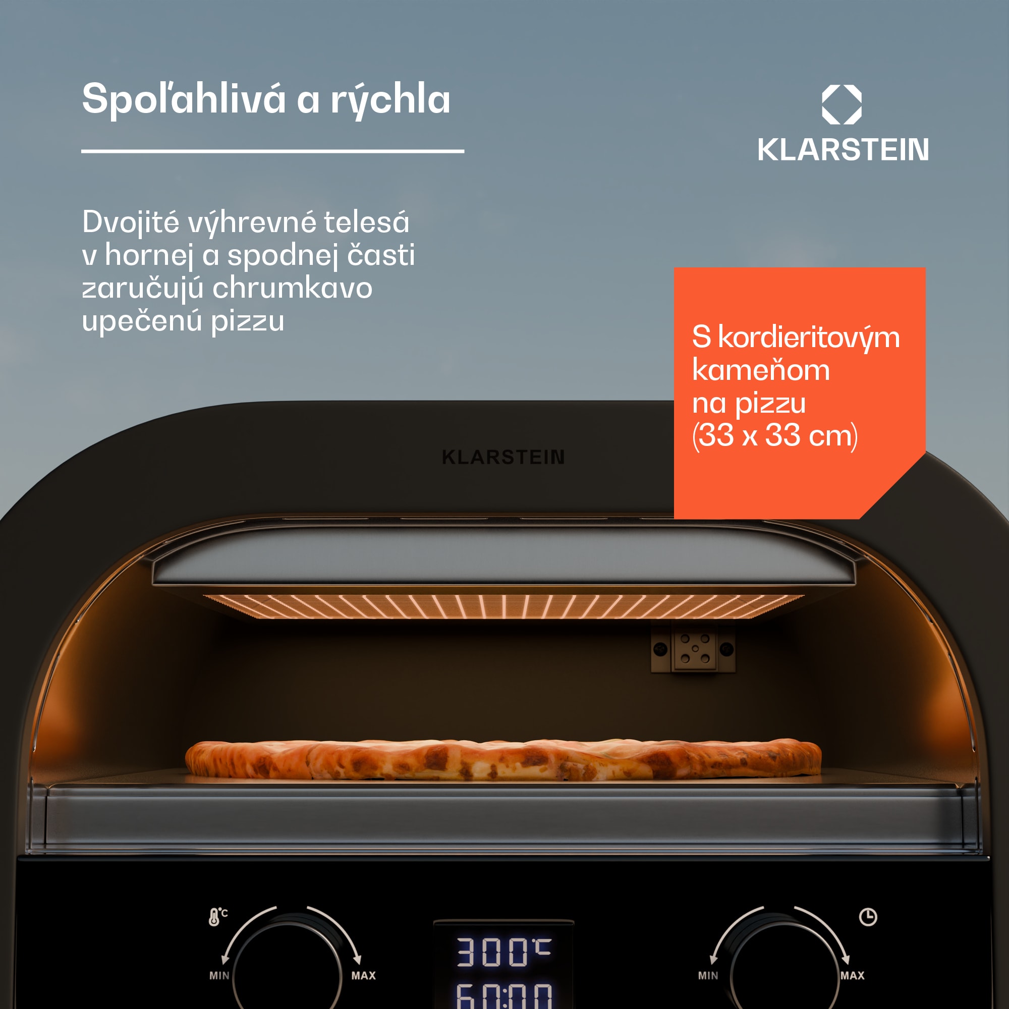 Klarstein FornoVetro Pec na pizzu určená na vonkajšie použitie, Dvojité ohrevné telesá, 2200 W, 450 °C, Cool Touch – Obrázok 5