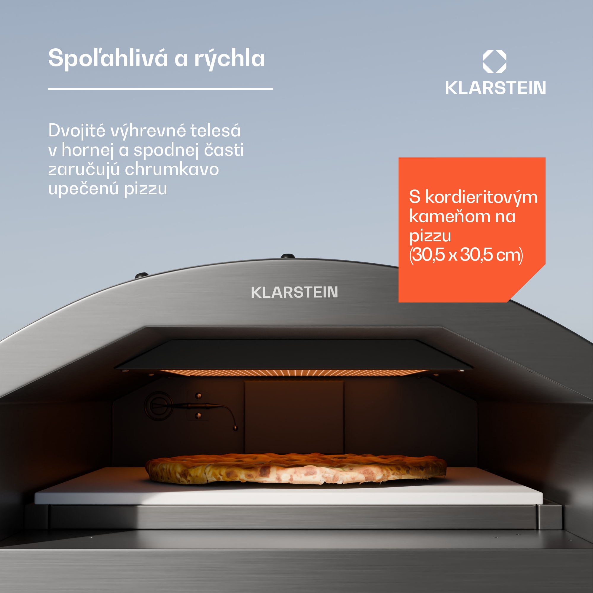 Klarstein LaFiamma Pec na pizzu určená na vonkajšie použitie, Dvojité ohrevné telesá, 2200 W až do 450 °C – Obrázok 5