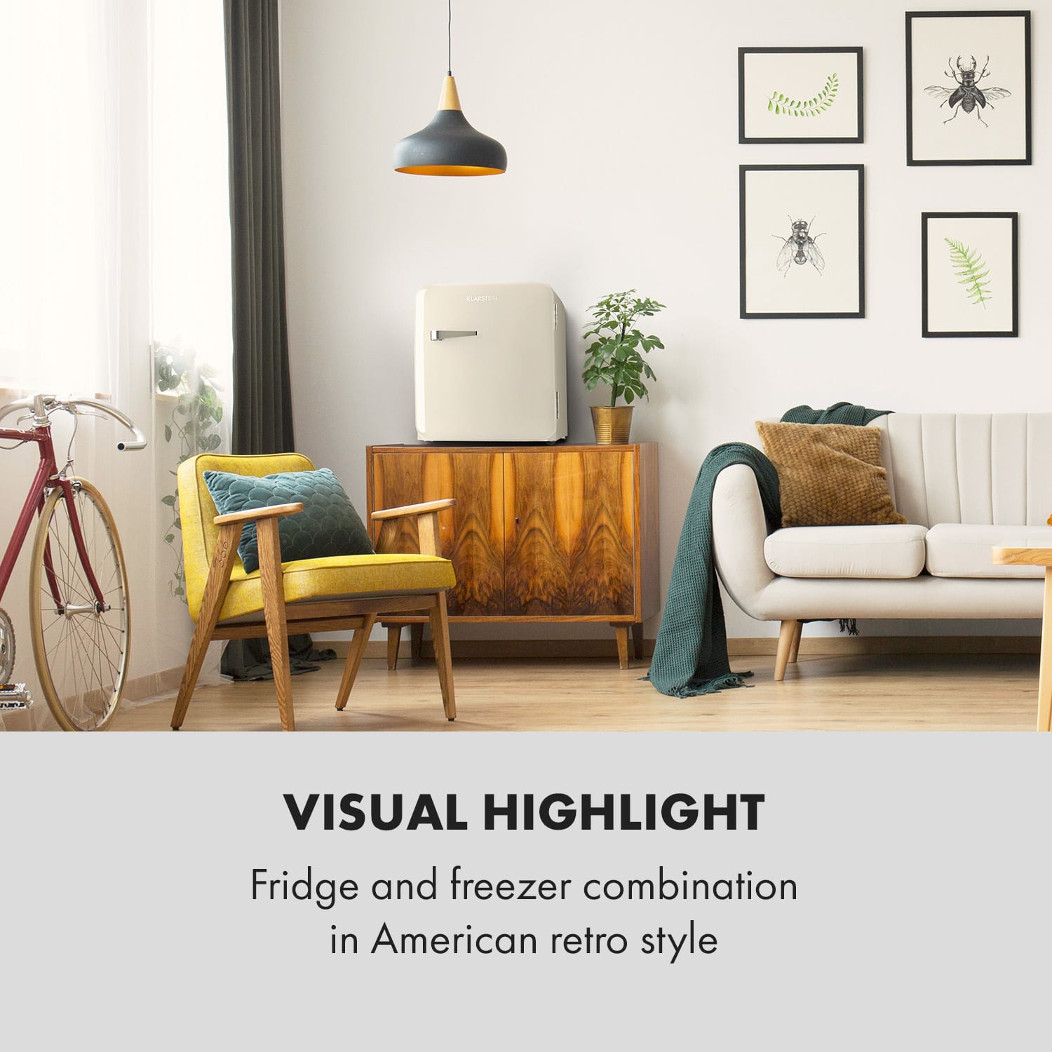 Klarstein Audrey Mini, retro chladnička, energet. trieda E, mraziaci priečinok, LED – Obrázok 2