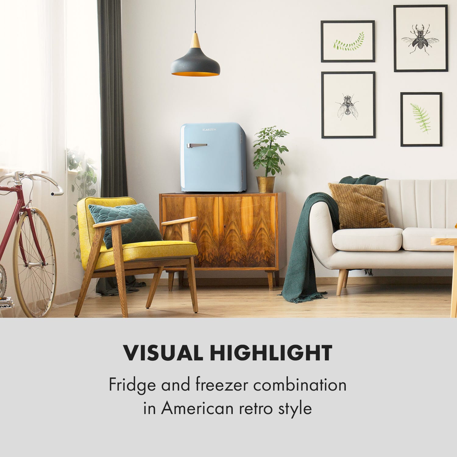 Klarstein Audrey, mini chladnička, energet. trieda E, mraziaci priečinok, LED – Obrázok 2