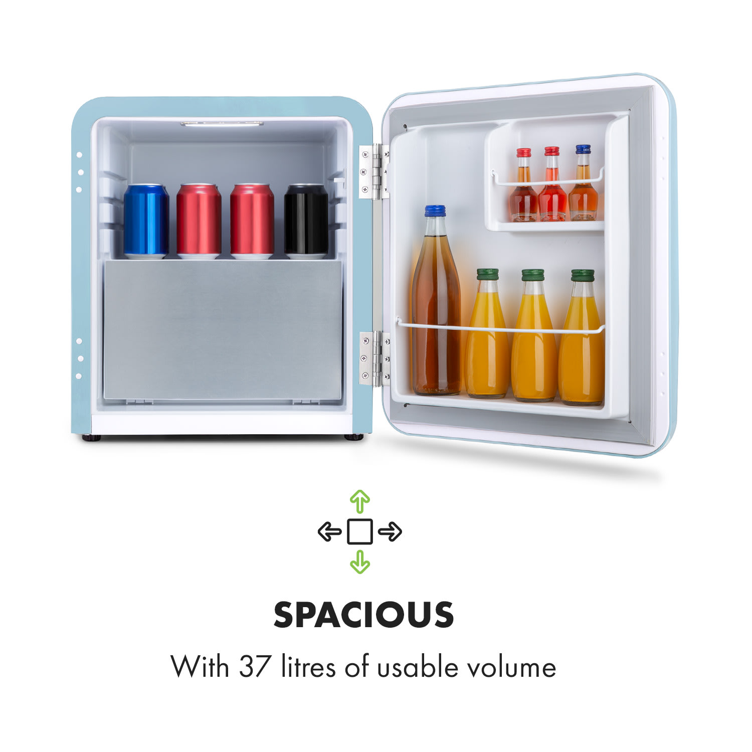 Klarstein Audrey, mini chladnička, energet. trieda E, mraziaci priečinok, LED – Obrázok 3