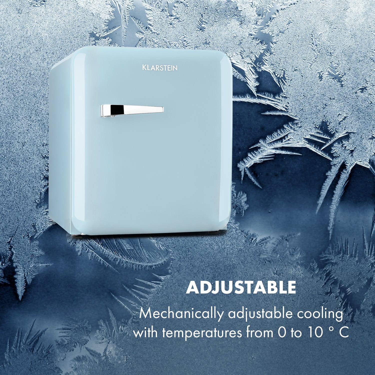 Klarstein Audrey, mini chladnička, energet. trieda E, mraziaci priečinok, LED – Obrázok 5