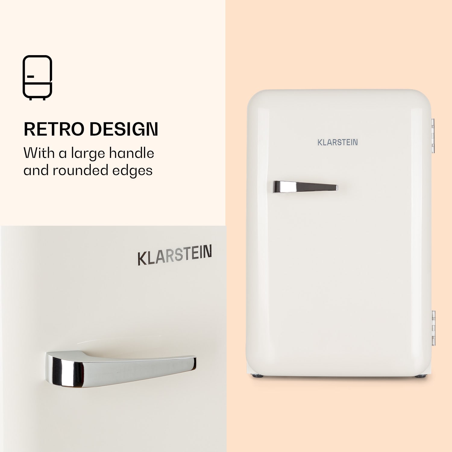 Klarstein Audrey, retro chladnička, 70 l, 3 police, 2 priehradky vo dverách, vnútorné osvetlenie – Obrázok 3