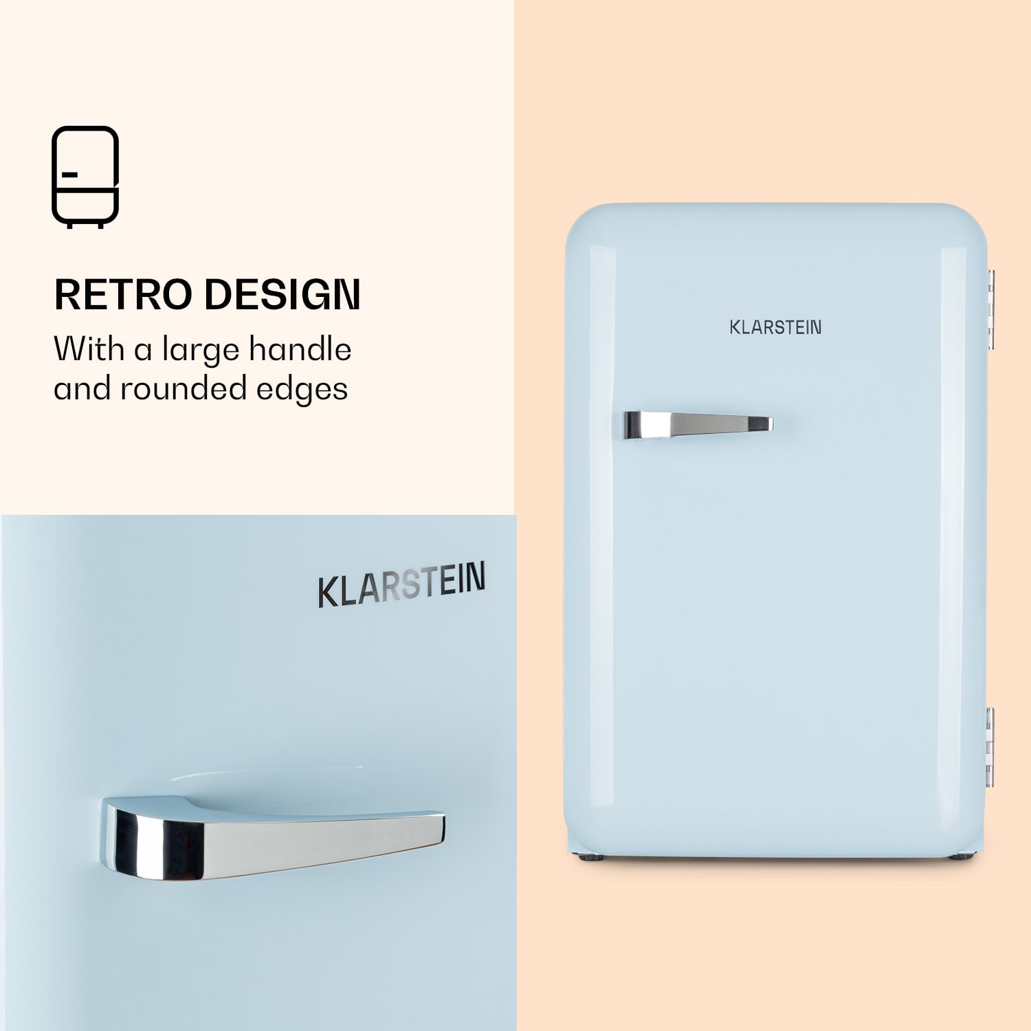 Klarstein Audrey, retro chladnička, 70 l, 3 police, 2 priehradky vo dverách, vnútorné osvetlenie – Obrázok 3