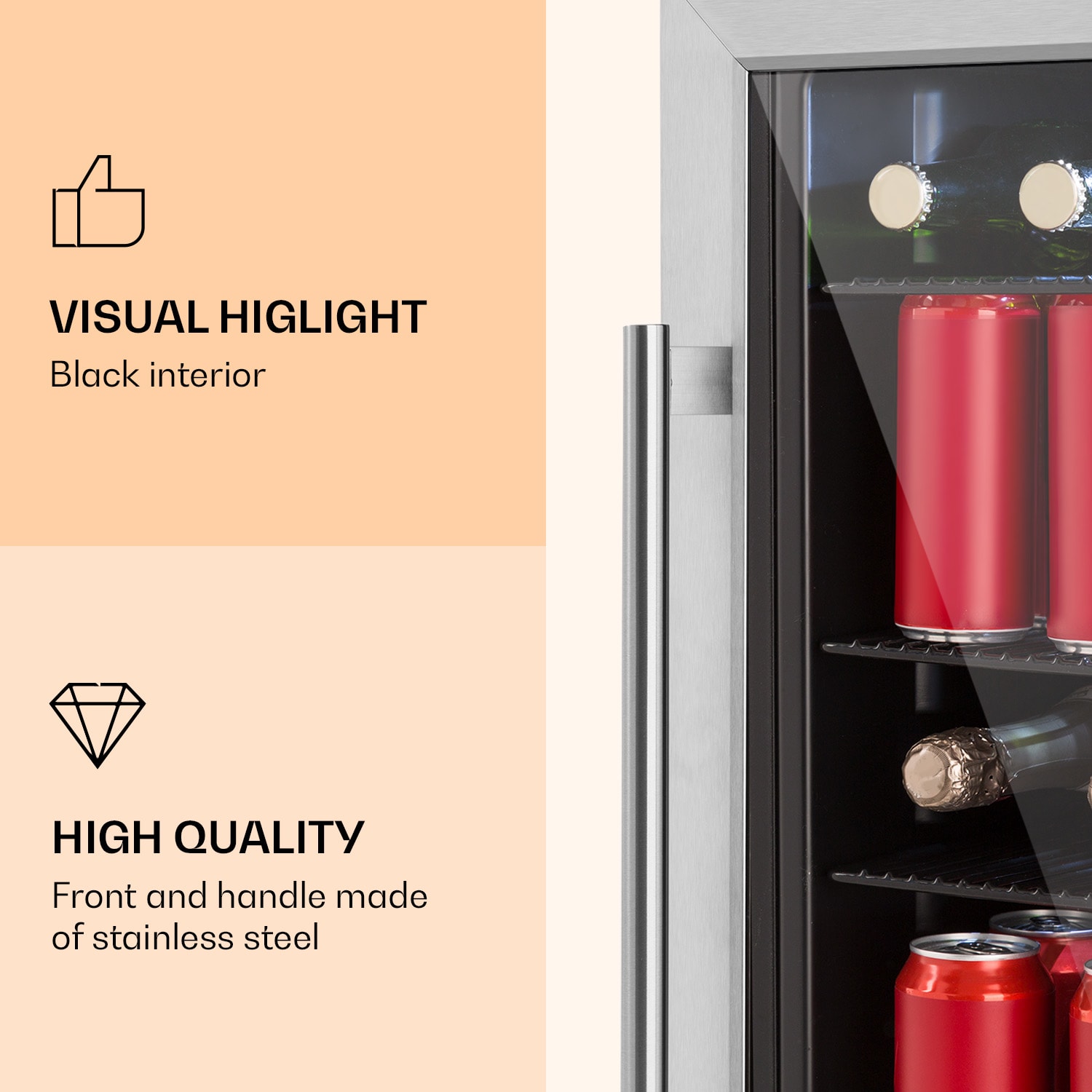 Klarstein Beersafe 3XL, chladnička, 98 l, 4 zásuvné police, 7 úrovní, čierna – Obrázok 3