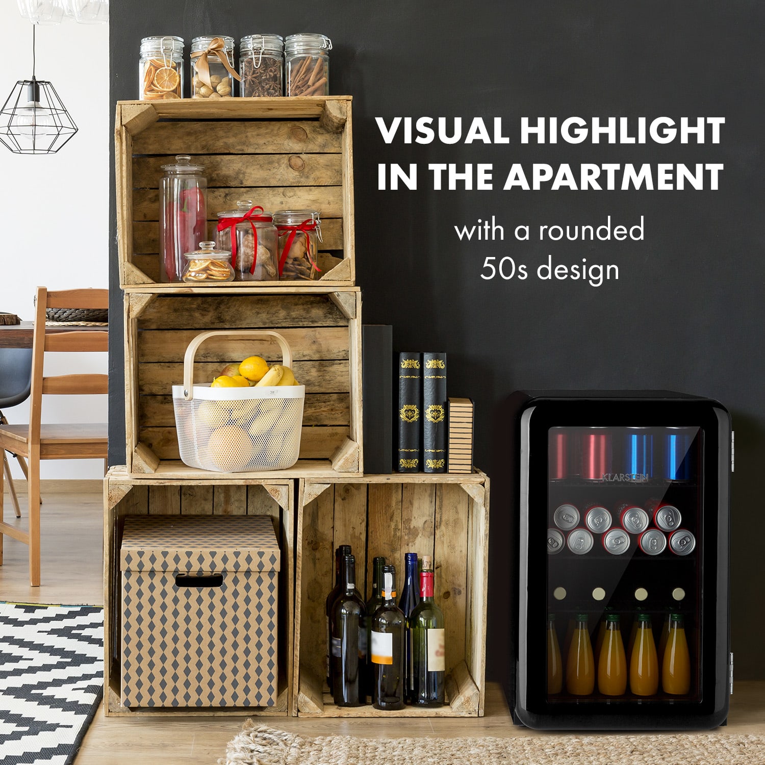 Klarstein PopLife, chladnička na nápoje, chladnička, 70 l, 0-10°C, retro dizajn, LED – Obrázok 2