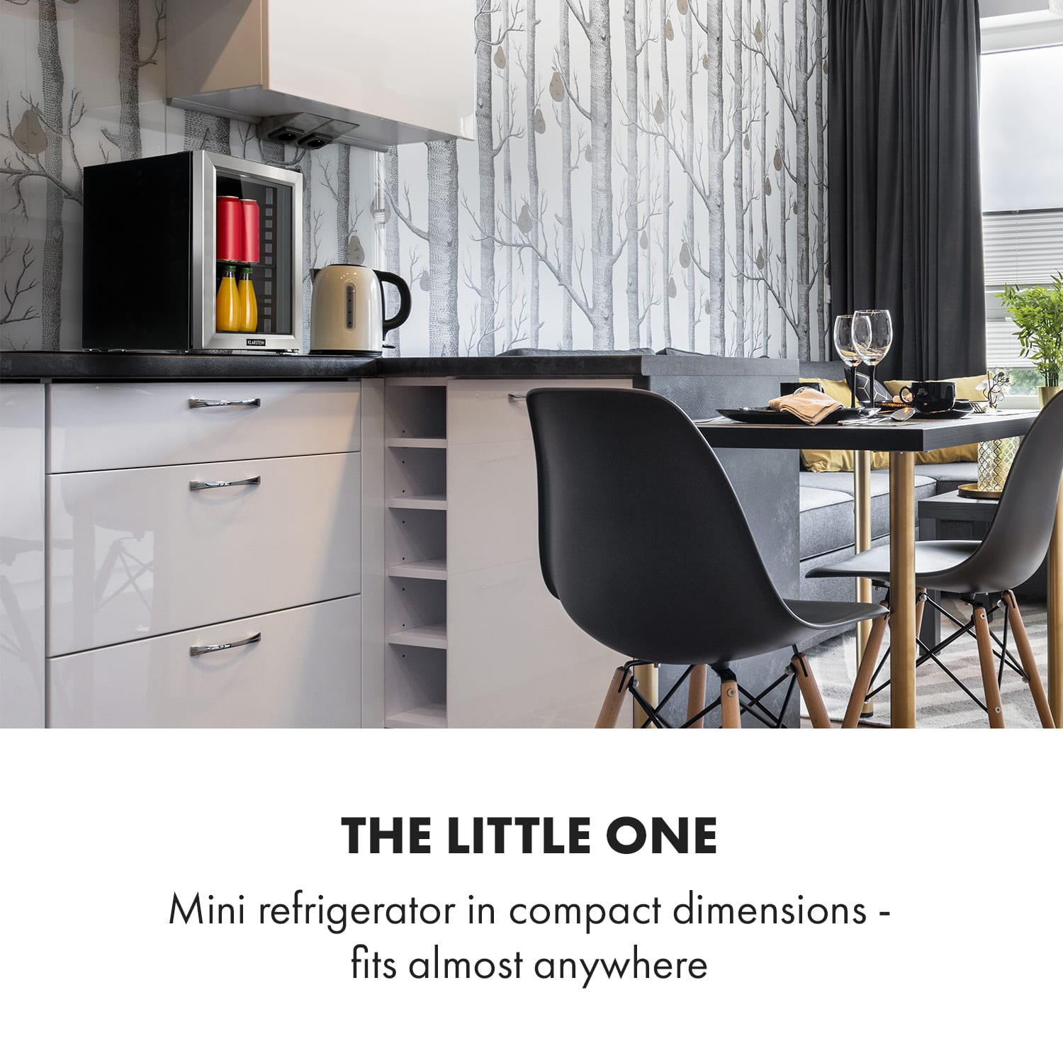 Klarstein Harlem, chladnička na nápoje, 23 l, 1 kovová polica, sklenené dvere – Obrázok 2