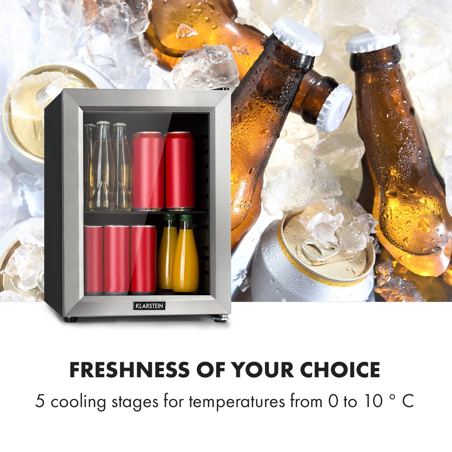 Klarstein Harlem, chladnička na nápoje, 23 l, 1 kovová polica, sklenené dvere – Obrázok 3