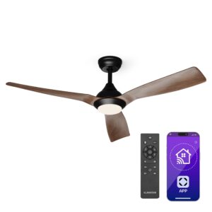 Klarstein Fiji Flow 2 v 1 Smart, stropný ventilátor, Ø 132 cm, stmievateľné LED svetlo, diaľkové ovládanie, ovládanie cez aplikáciu, 2 smery chodu