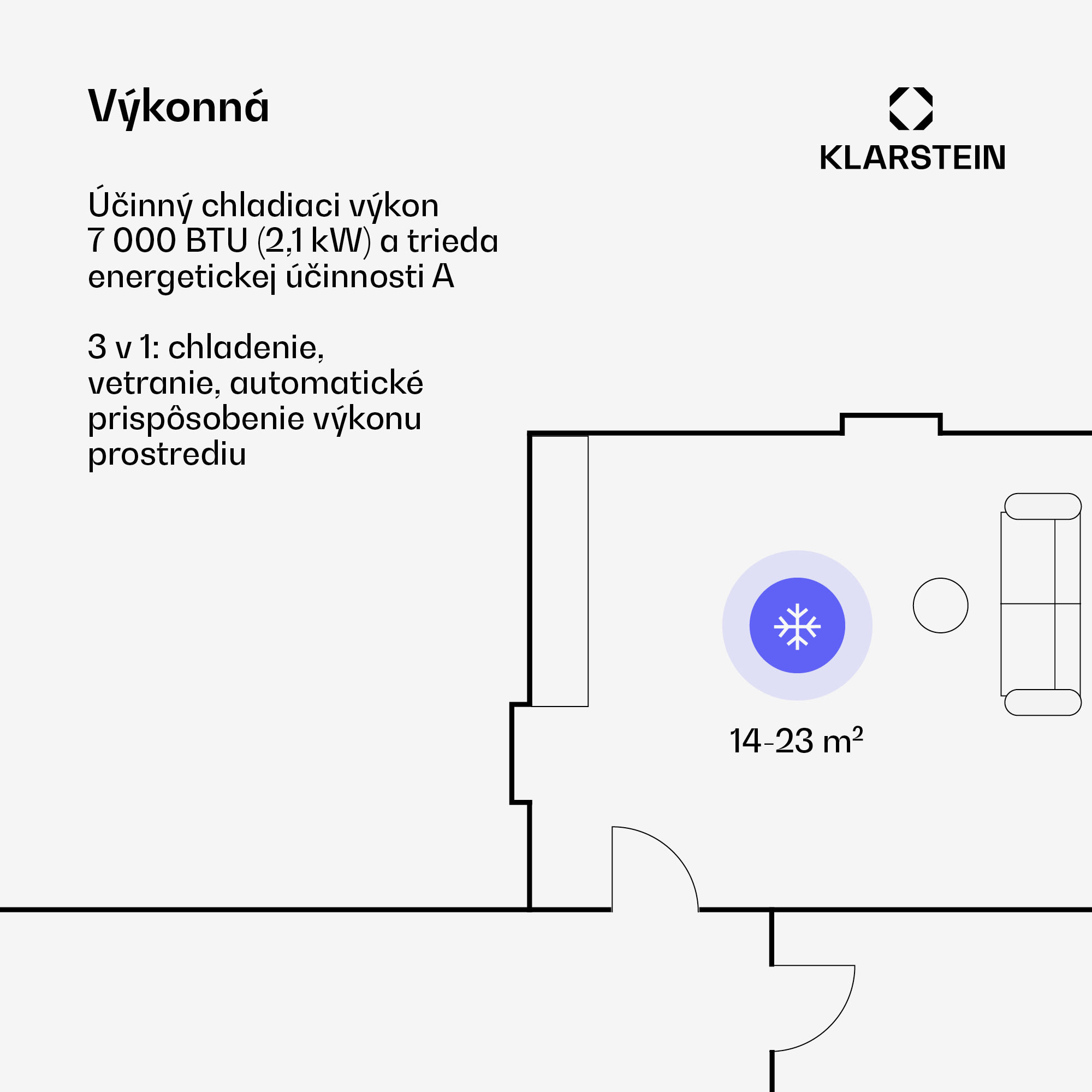 Klarstein Aero Ring 7K klimatizačné zariadenie 7 000 BTU mobilné a inteligentné pre max. 25 m² so hlasovým ovládaním – Obrázok 3