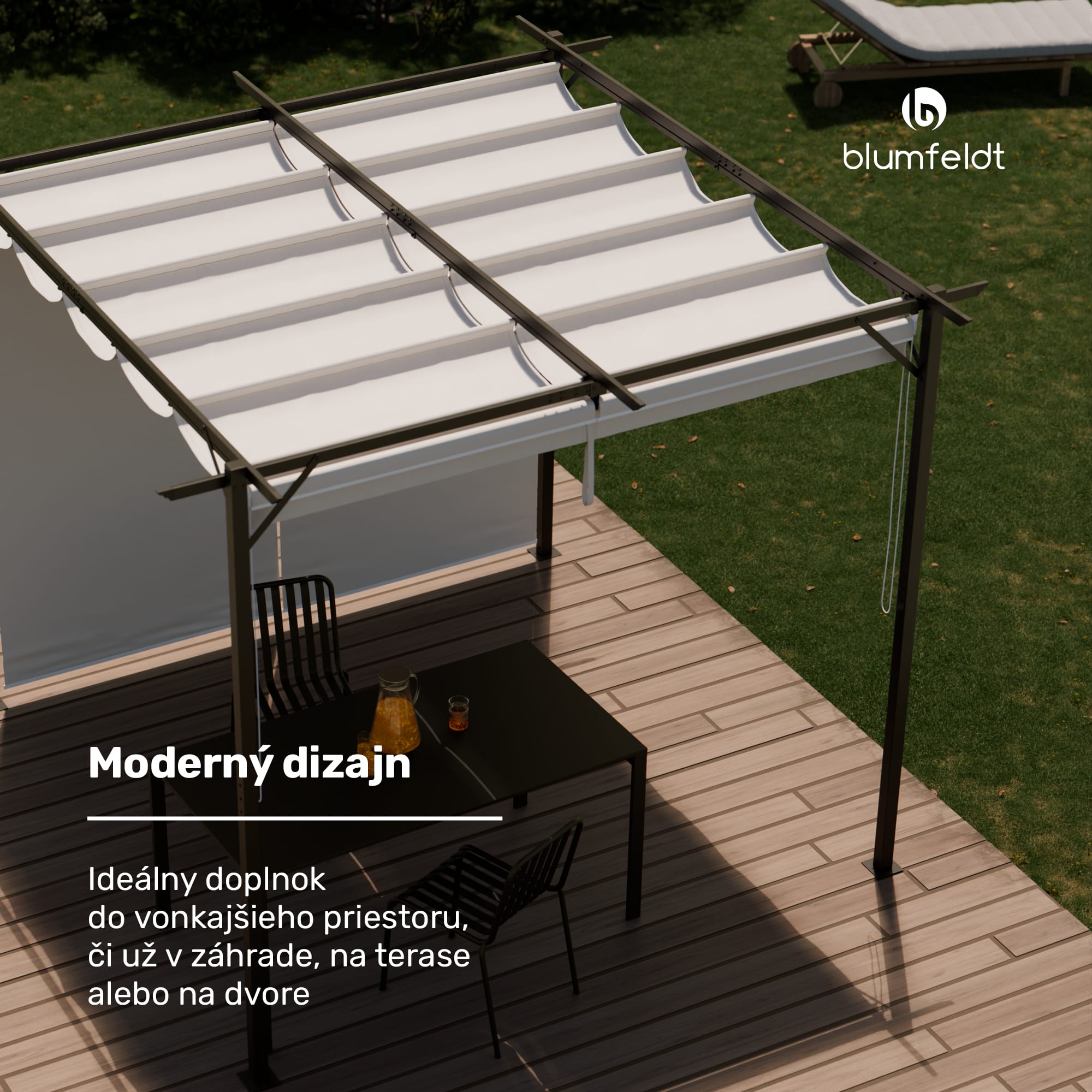 Blumfeldt Pantheon Robust, pergola, 3 x 3 m, s bočnými roletami, práškovo lakovaná oceľ odolná voči poveternostným vplyvom – Obrázok 3