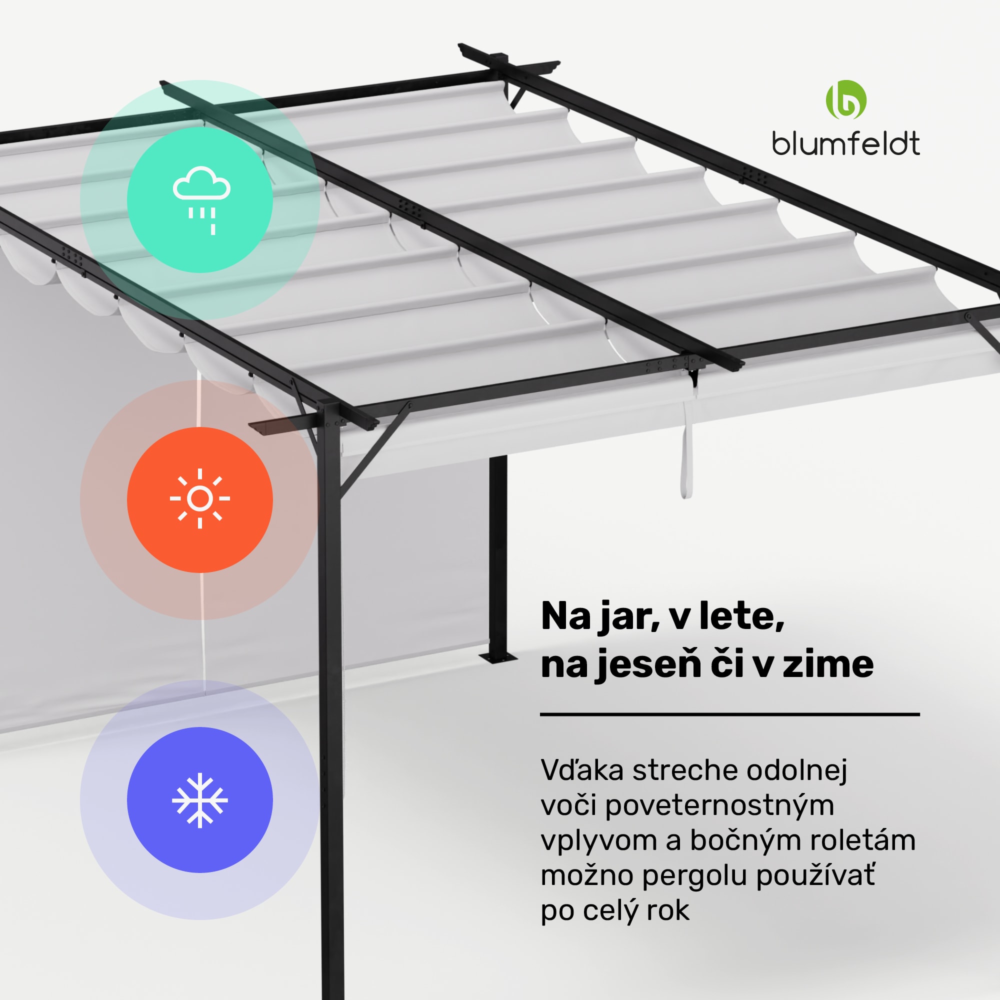 Blumfeldt Pantheon Robust, pergola, 3 x 4 m, s bočnými roletami, práškovo lakovaná oceľ odolná voči poveternostným vplyvom – Obrázok 5