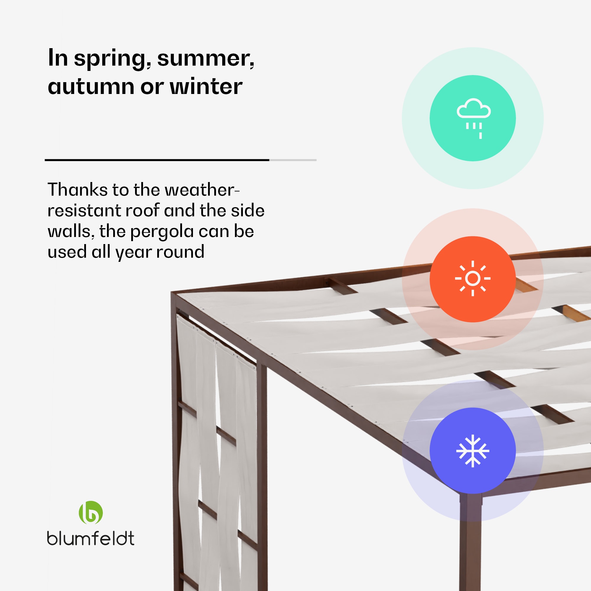 Blumfeldt Shade Cove, textilná pergola, 3 x 3 m, bočné steny, práškovo lakovaná farba, odolná voči poveternostným vplyvom – Obrázok 3