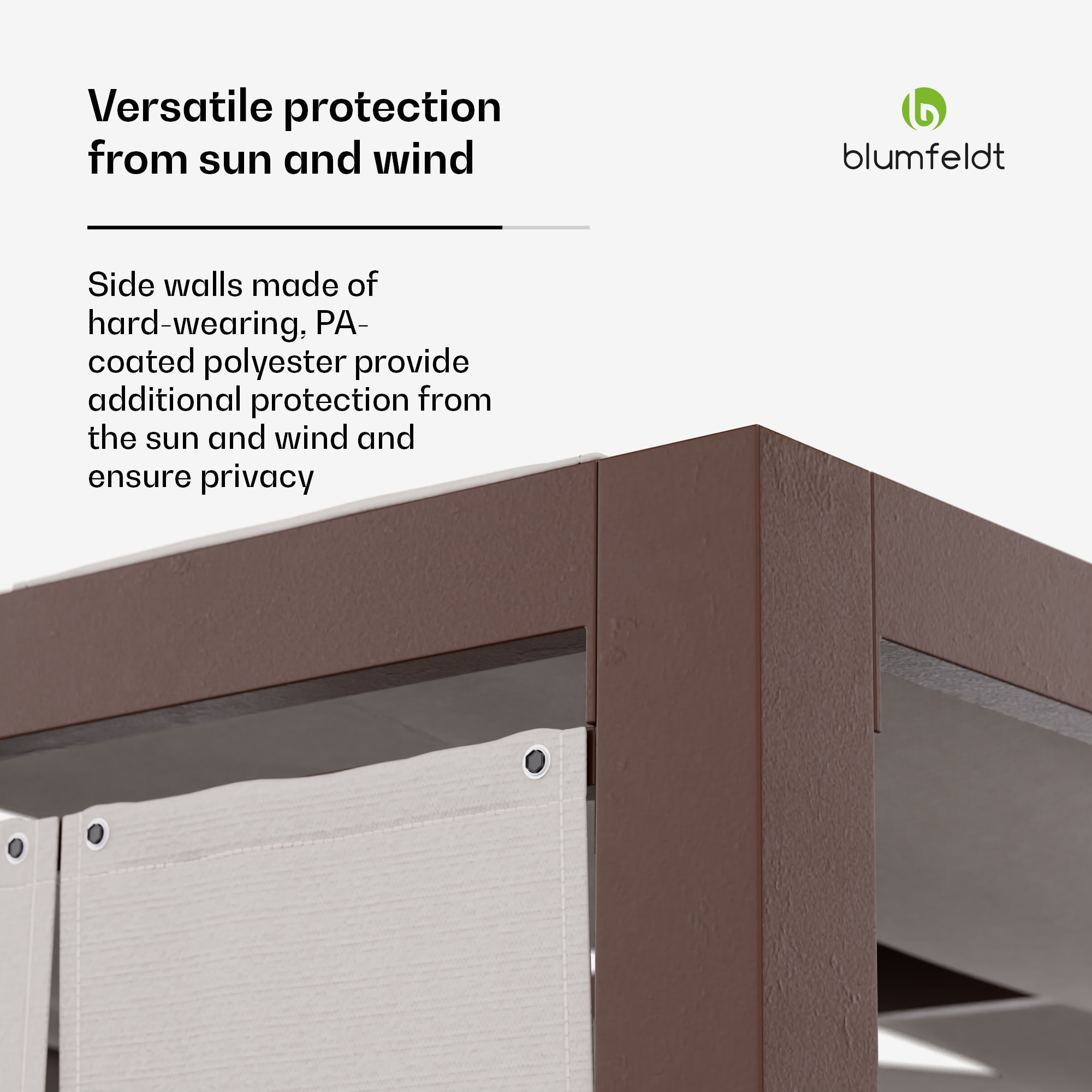 Blumfeldt Shade Cove, textilná pergola, 3 x 3 m, bočné steny, práškovo lakovaná farba, odolná voči poveternostným vplyvom – Obrázok 4