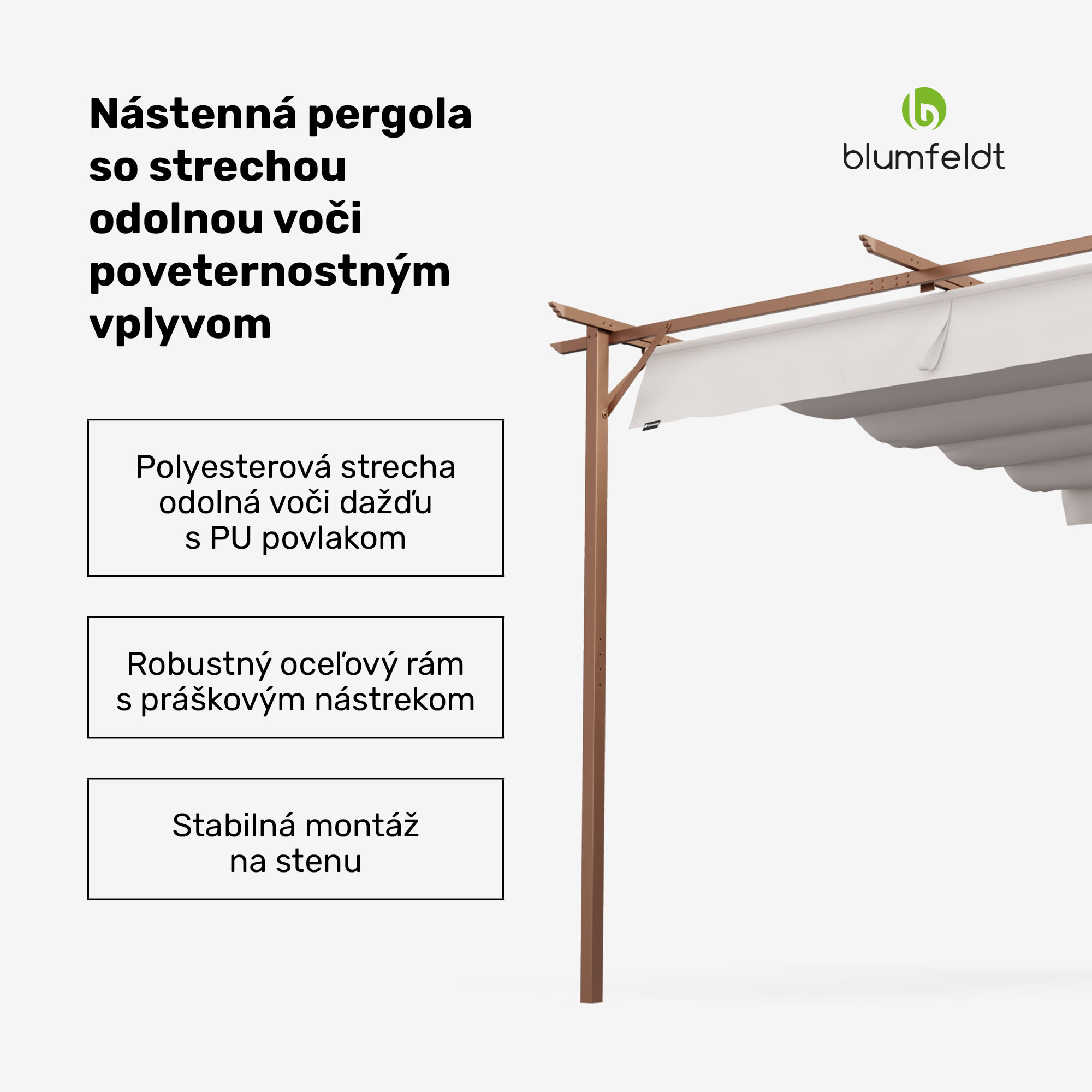 NA Blumfeldt Pantheon Wall Pergola, nástenná pergola, 3 x 3 m, práškovo lakovná oceľ, odolná voči poveternostným vplyvom – Obrázok 2