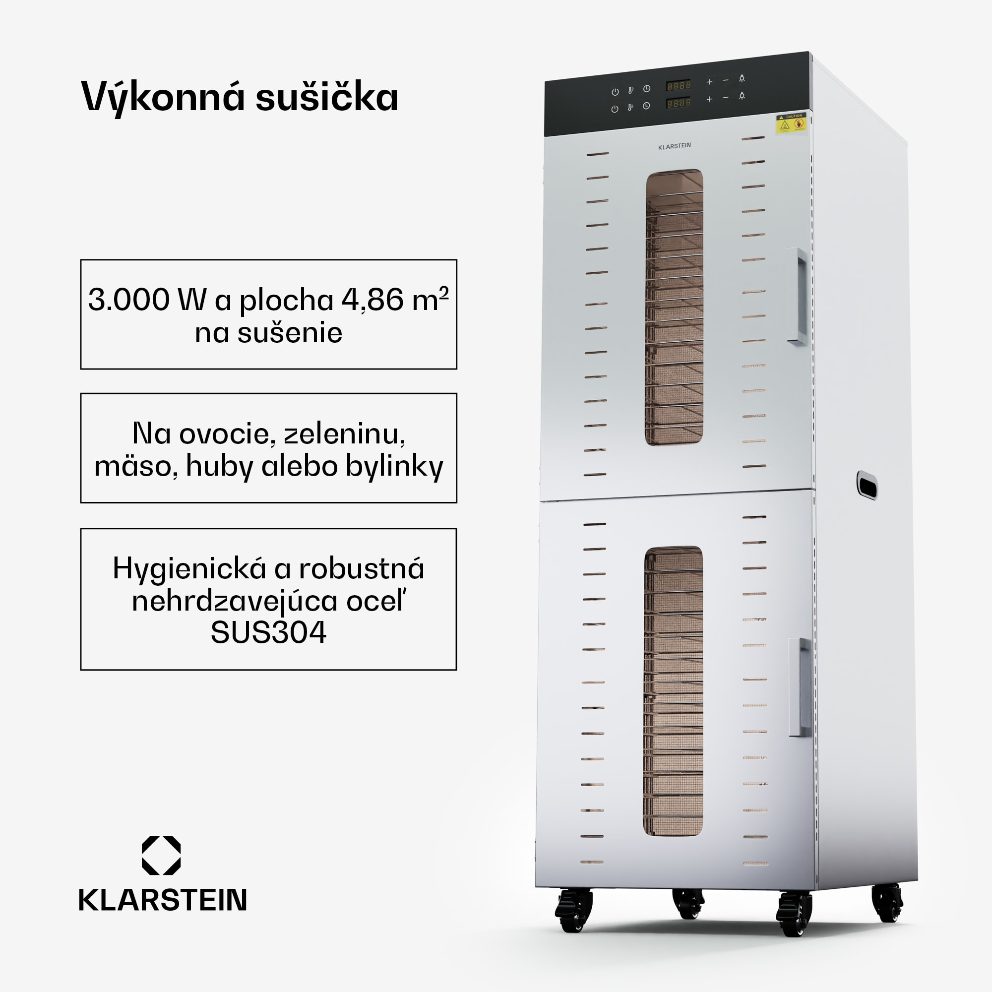 Klarstein Master Jerky 500 Vertical, sušička, výkon 3 000 W, s dvoma komorami, teplotný rozsah 30 - 90 °C – Obrázok 2