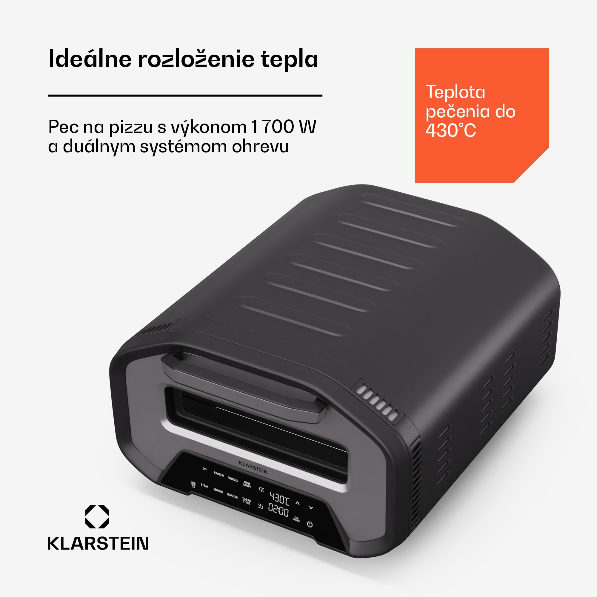 Klarstein PizzaForno elektrická pec na pizzu s výkonom 1 700 W, 7 programov + pamäťová funkcia, digitálny displej – Obrázok 3