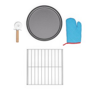 Klarstein 4-dielna súprava príslušenstva PizzaForno, stojan na pizzu a panvica na pizzu, tepelná rukavica a krájač