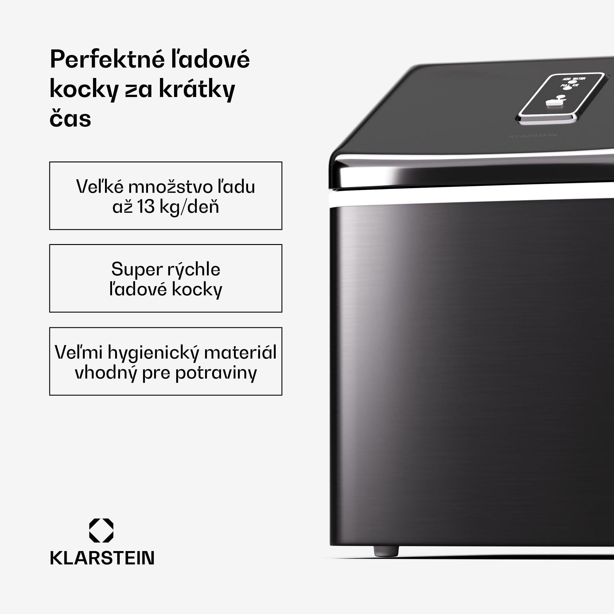Klarstein Clearcube stroj na výrobu kociek ľadu, číry ľad, 13 kg/24 h – Obrázok 2
