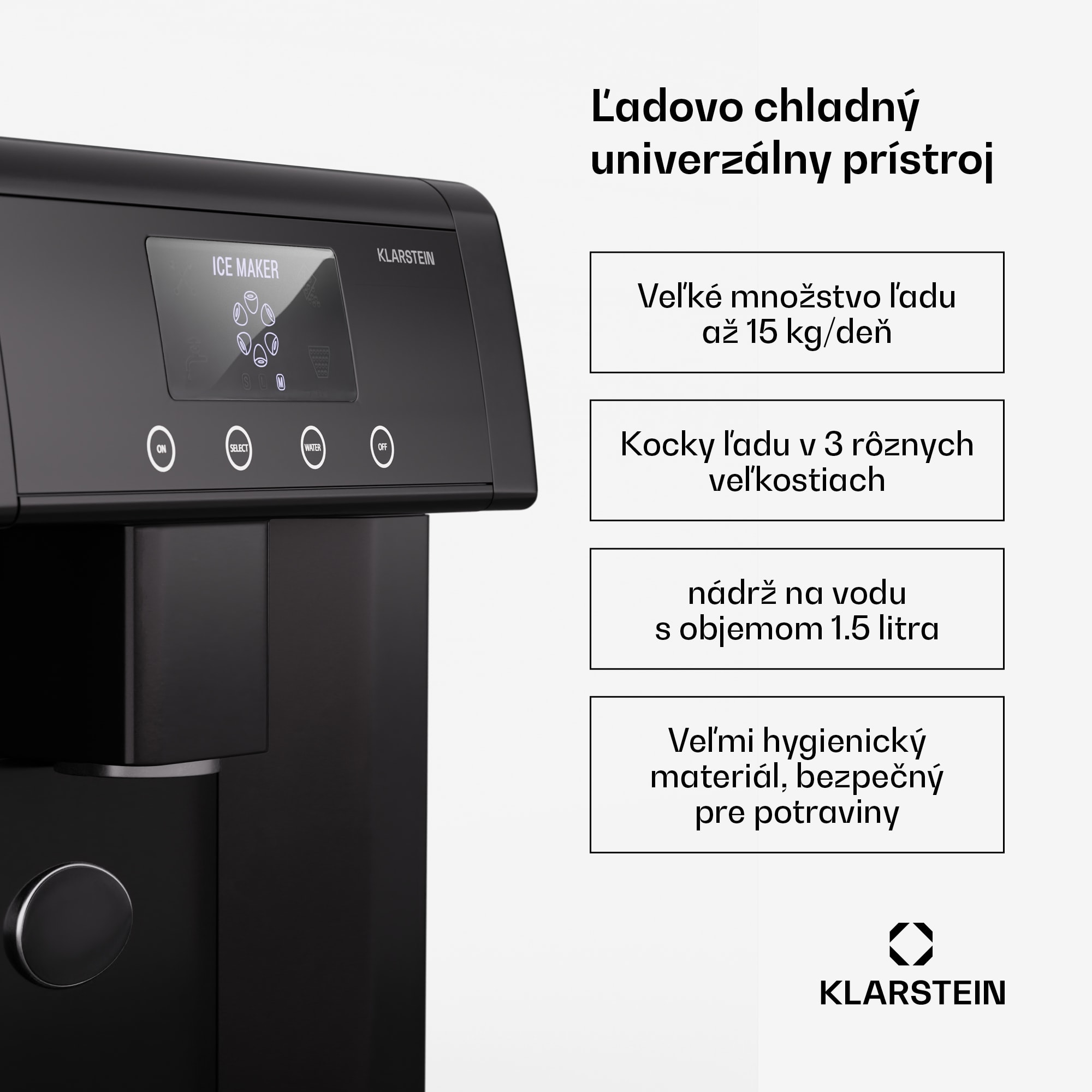 Klarstein Eiszeit výrobník kociek ľadu z nehrdzavejúcej ocele 3 veľkosti kociek ľadu strieborná – Obrázok 2