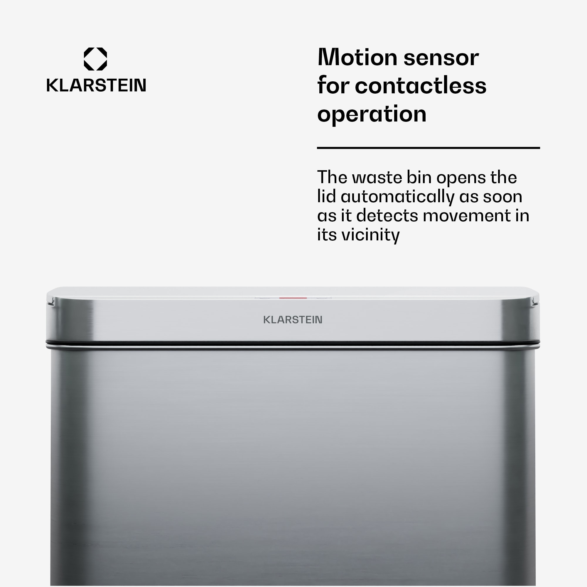 Klarstein Touchless, senzorový odpadkový kôš, 50 l, z nehrdzavejúcej ocele, Soft-Close zatváranie, napájaný batériou, LED displej, časovač – Obrázok 3