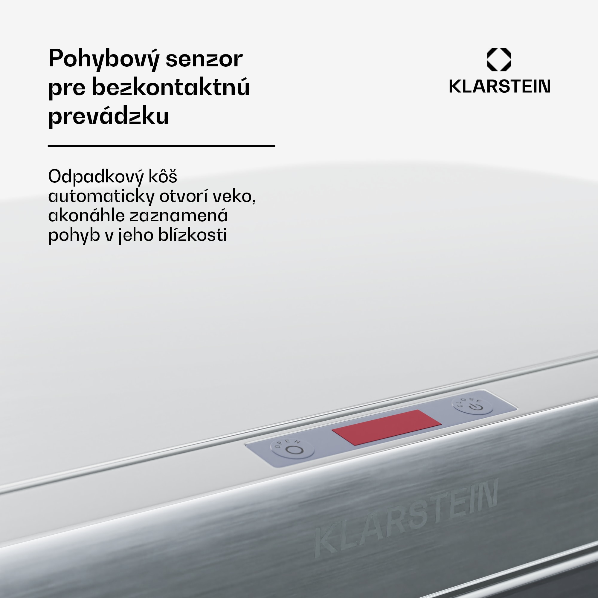 Klarstein Touchless, senzorový odpadkový kôš, 56 l, z nehrdzavejúcej ocele, 3 koše, Soft-Close zatváranie, napájaný batériou, LED displej, časovač – Obrázok 3