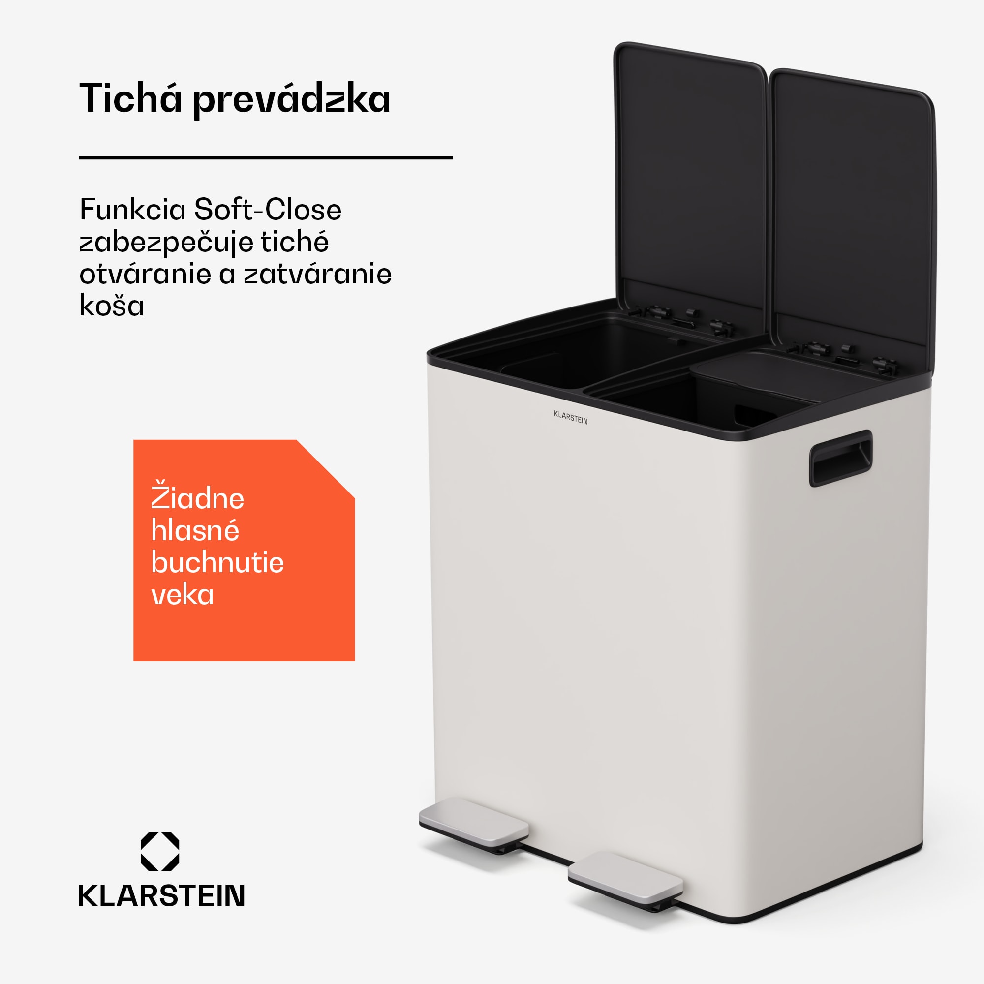 Klarstein EcoVista, odpadkový kôš s kompostérom, 40 l + 3 l/kôš + kompostér, Soft-Close – Obrázok 5