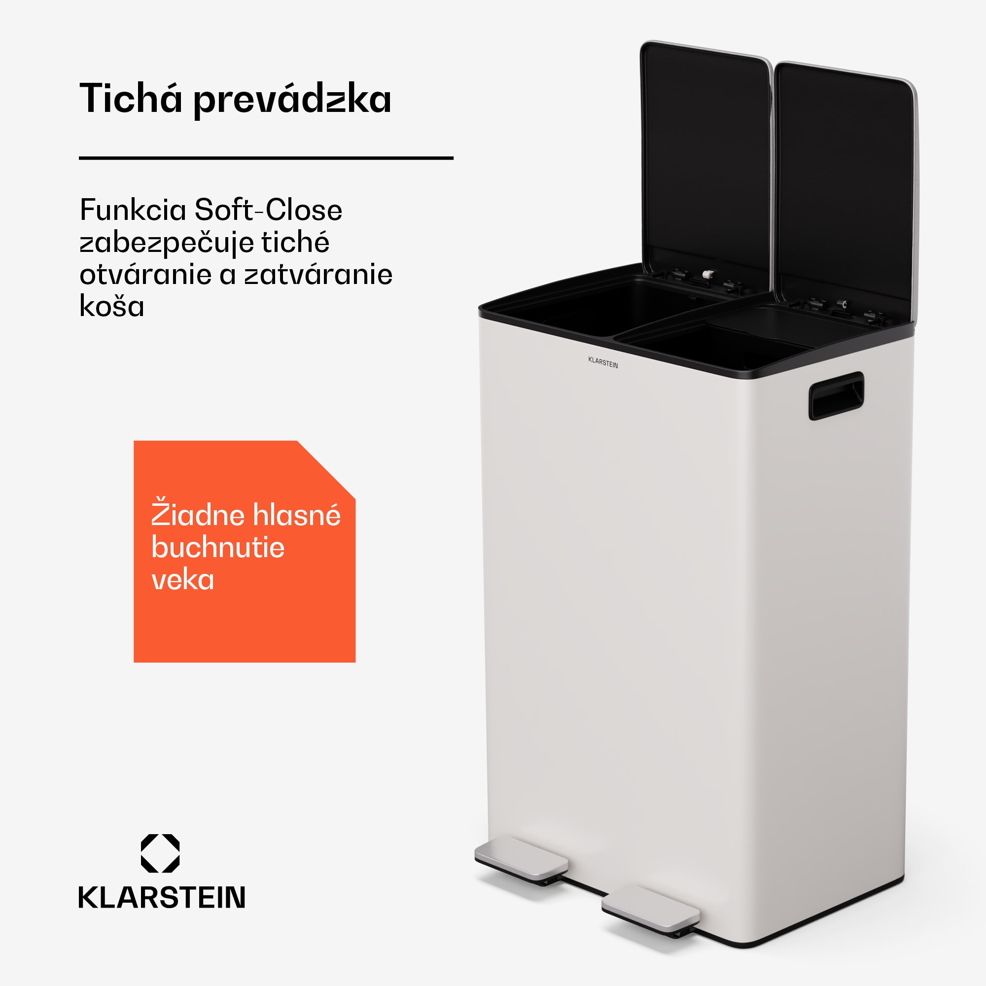 Klarstein EcoVista, odpadkový kôš s kompostérom, 60 l + 3 l/kôš + kompostér, Soft-Close – Obrázok 5