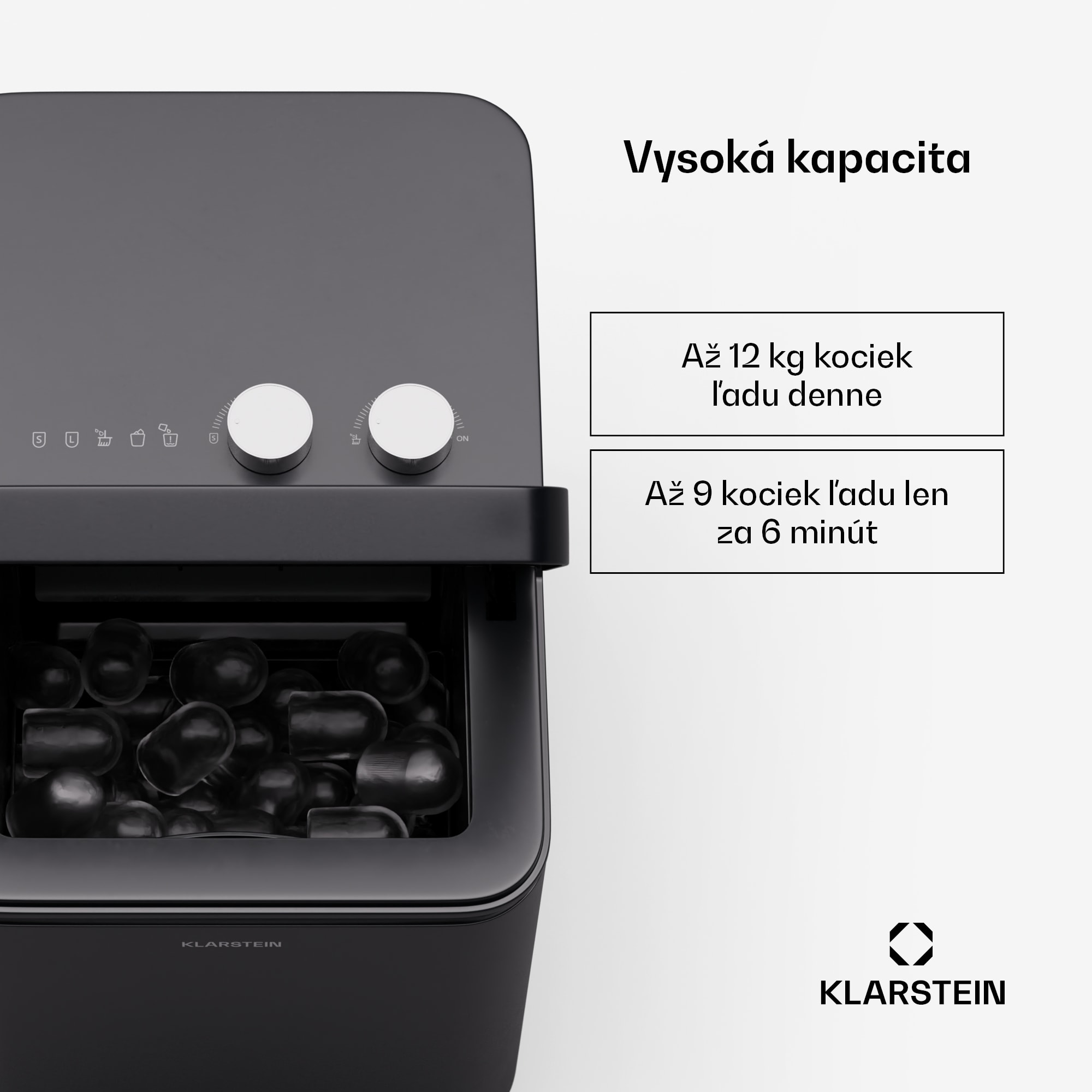 Klarstein IceCraft výrobník kociek ľadu, 2 režimy, 1,3 l studenej vody, automatické čistenie, 12 kg/24 hod – Obrázok 2