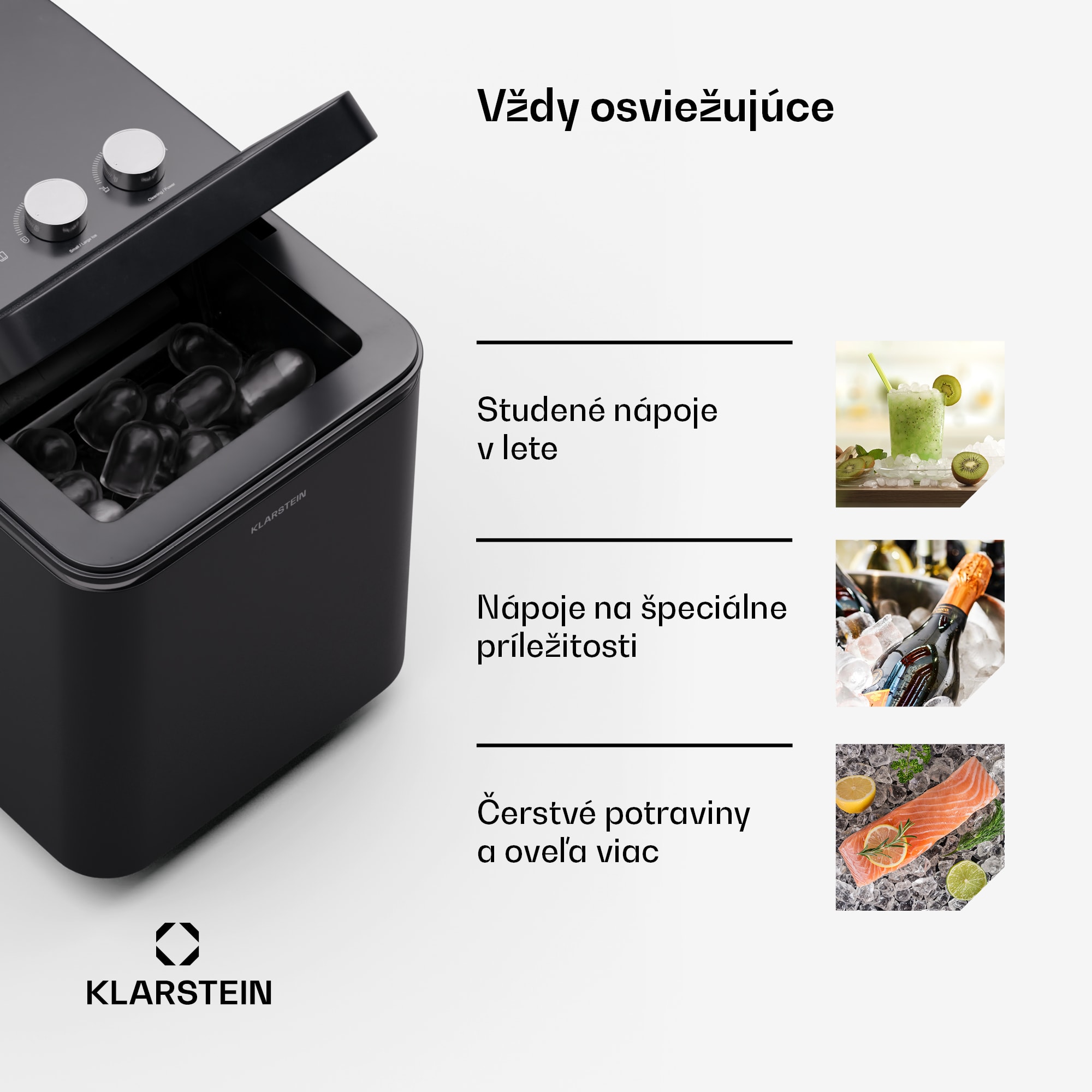 Klarstein IceCraft výrobník kociek ľadu, 2 režimy, 1,3 l studenej vody, automatické čistenie, 12 kg/24 hod – Obrázok 5