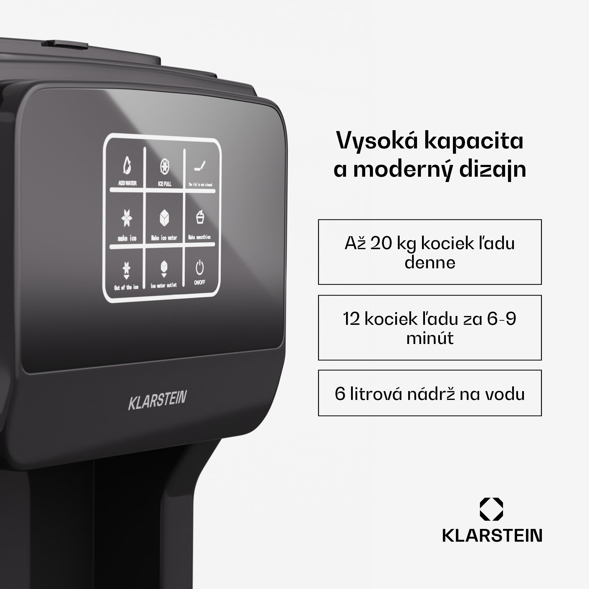 Klarstein ArcticBlend 3v1 výrobník ľadu, 20 kg/24h, Bullet Ice, Drvený ľad, Dávkovač vody – Obrázok 2