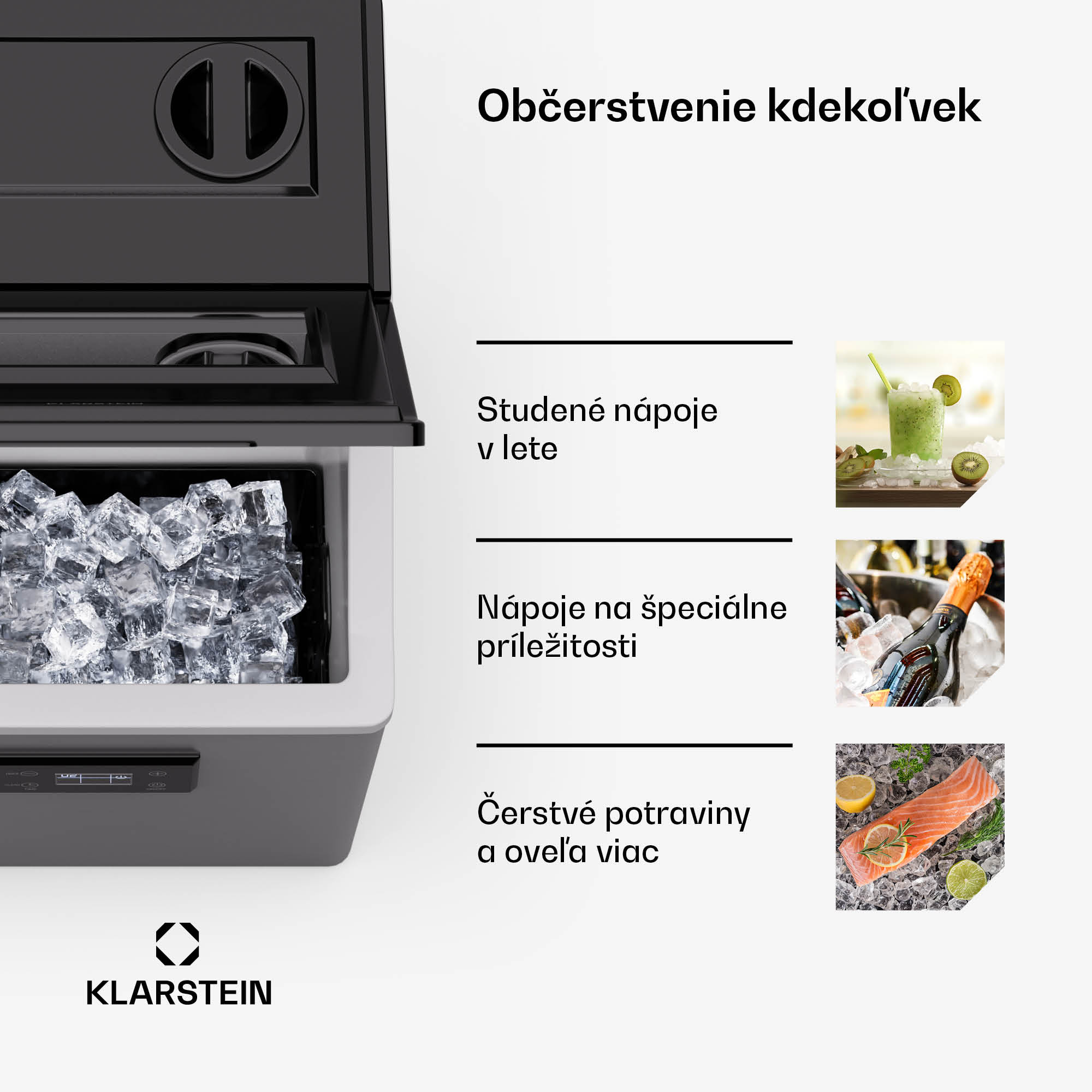Klarstein FrostMaster, výrobník ľadu, 40 kg kociek ľadu za deň, kryt z nehrdzavejúcej ocele, LED displej, vrátane naberačky ľadu – Obrázok 5