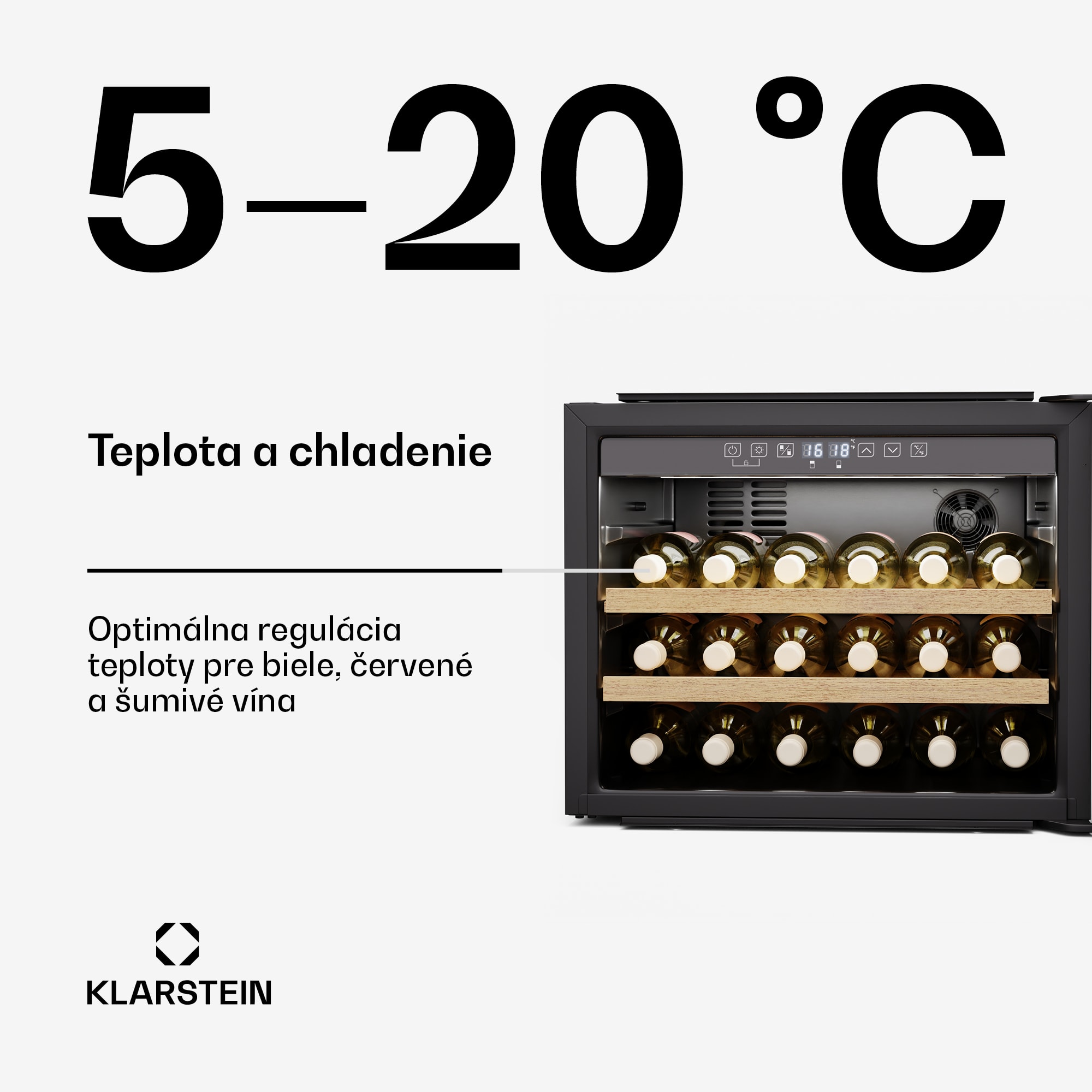 Klarstein Rhone 28 Uno chladnička na víno, 28 fliaš, LED ovládanie, push-to-open, tichá – Obrázok 4