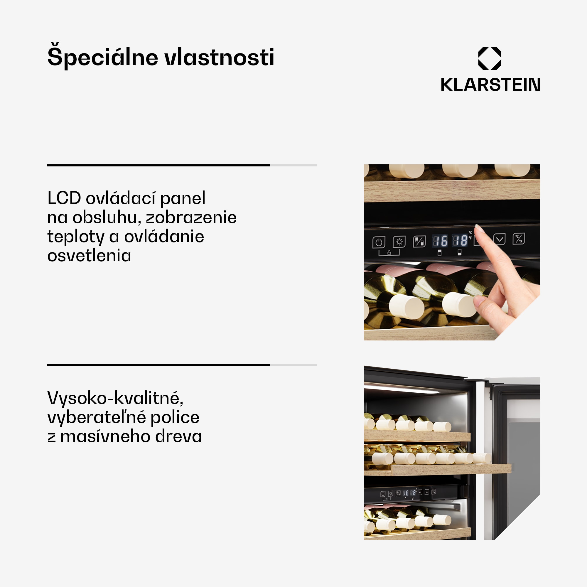Klarstein Rhone 36 Duo chladnička na víno, 36 fliaš, LED ovládanie, push-to-open, tichá – Obrázok 5