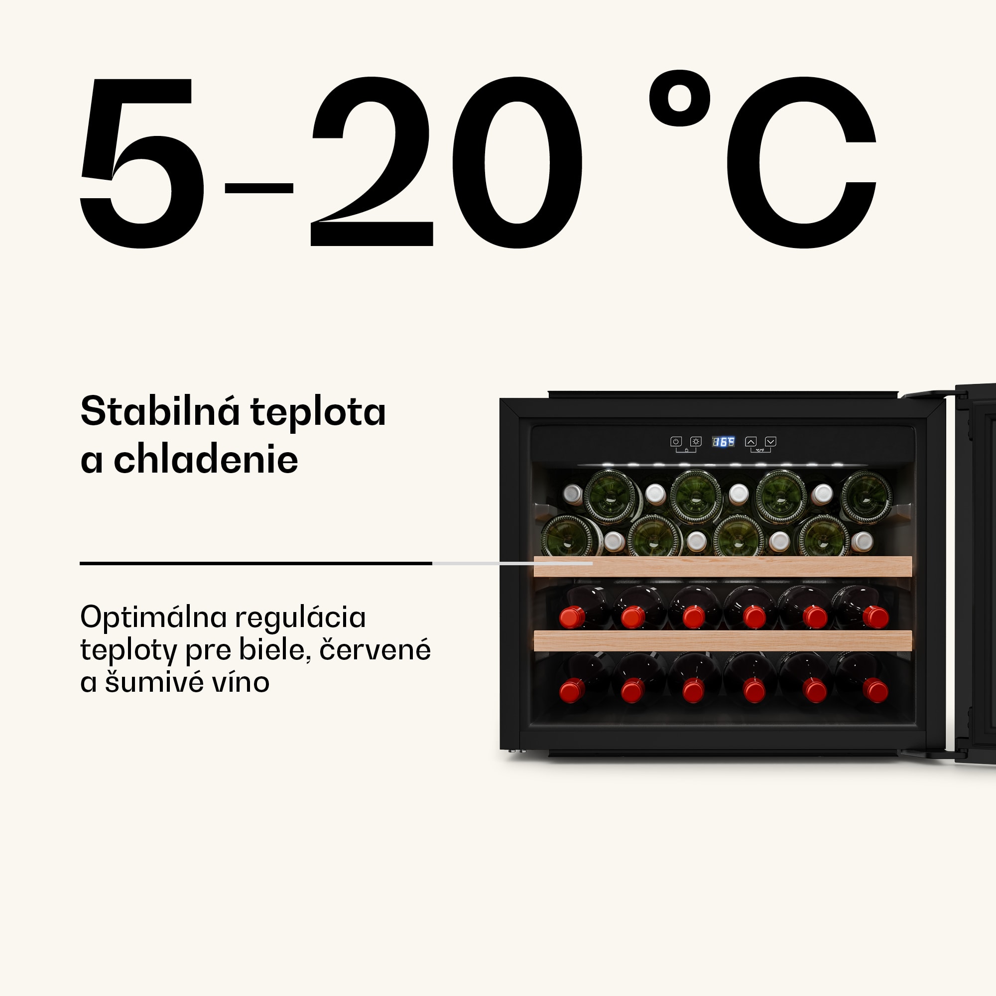 Klarstein Vinsider Victoria 28 chladnička na víno, 28 fliaš, dotyková, UV ochrana, LED, tichá, 2 police – Obrázok 3