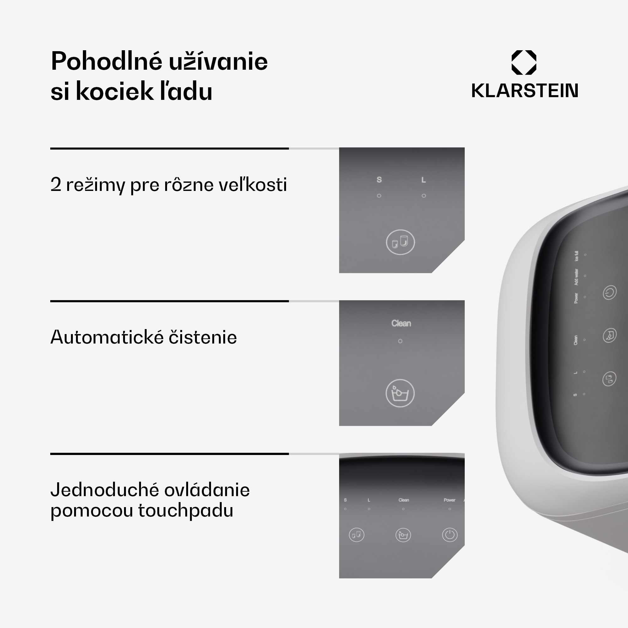 Klarstein SparkIce stroj na výrobu ľadu, 2 režimy, 1,5 l studenej vody, automatické čistenie, 15 kg/24 hod – Obrázok 4