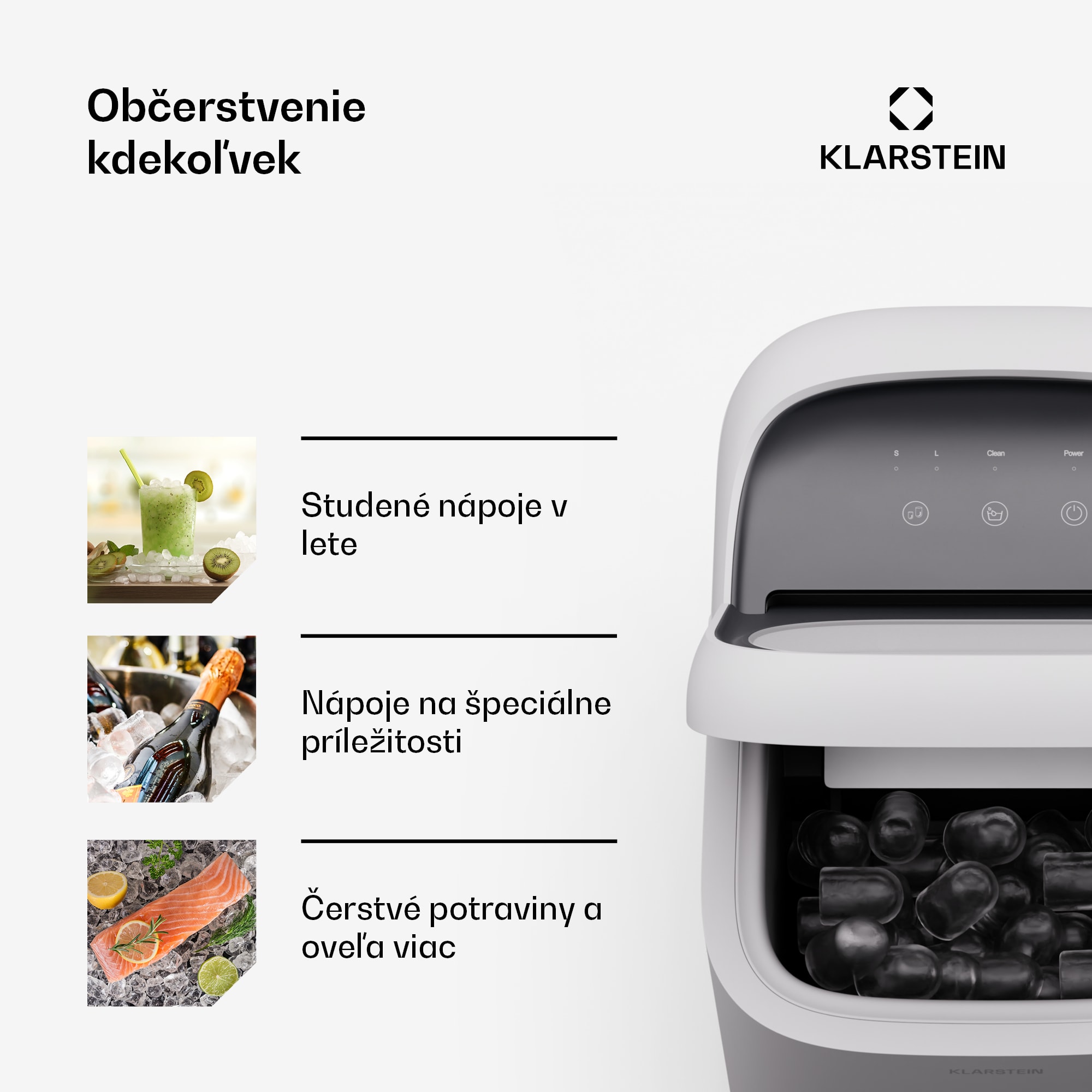 Klarstein SparkIce stroj na výrobu ľadu, 2 režimy, 1,5 l studenej vody, automatické čistenie, 15 kg/24 hod – Obrázok 5