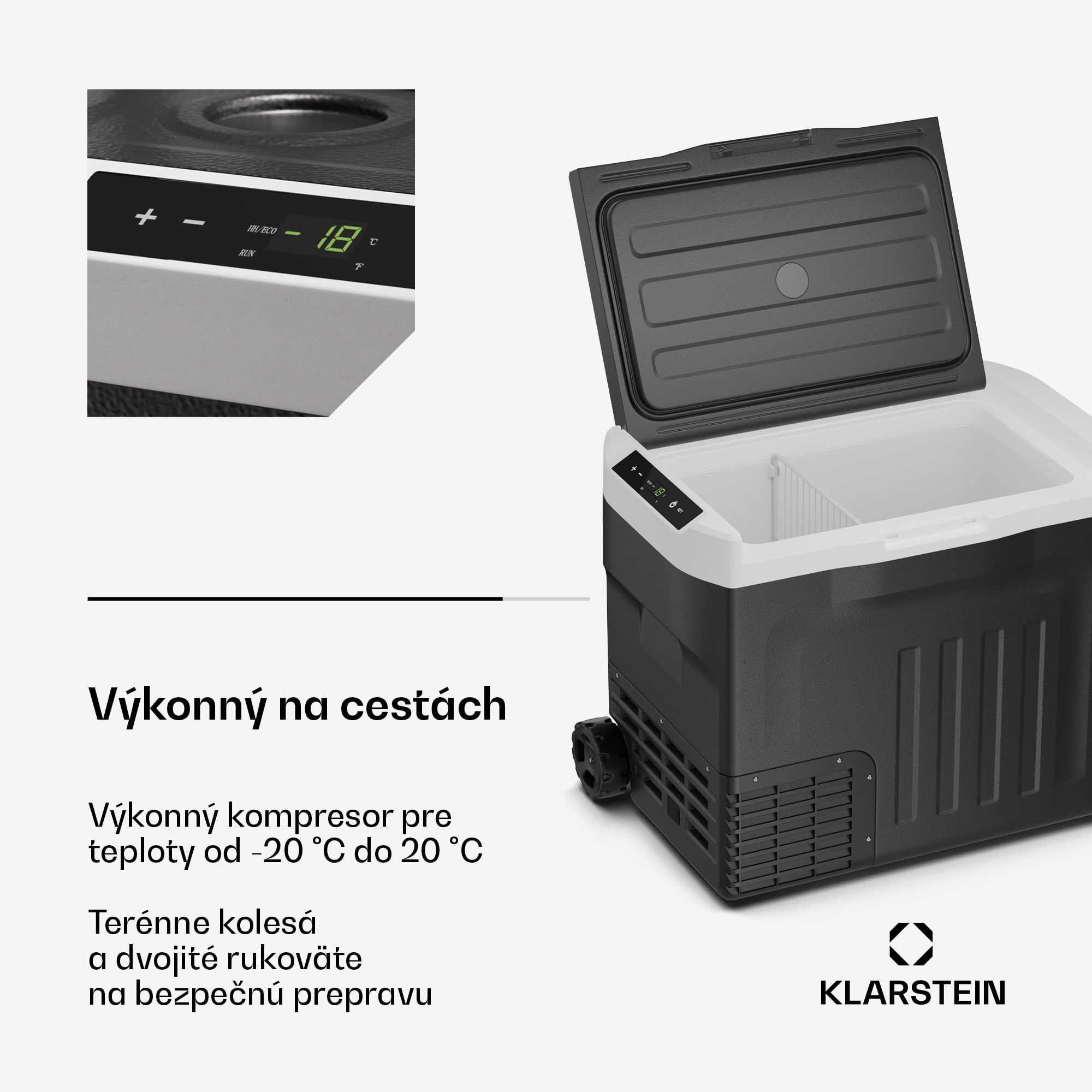 Klarstein PolarForce 40L kompresorový chladiaci box| LCD panel, osvetlenie, off-road, ochrana batérie, 12V/230V – Obrázok 4