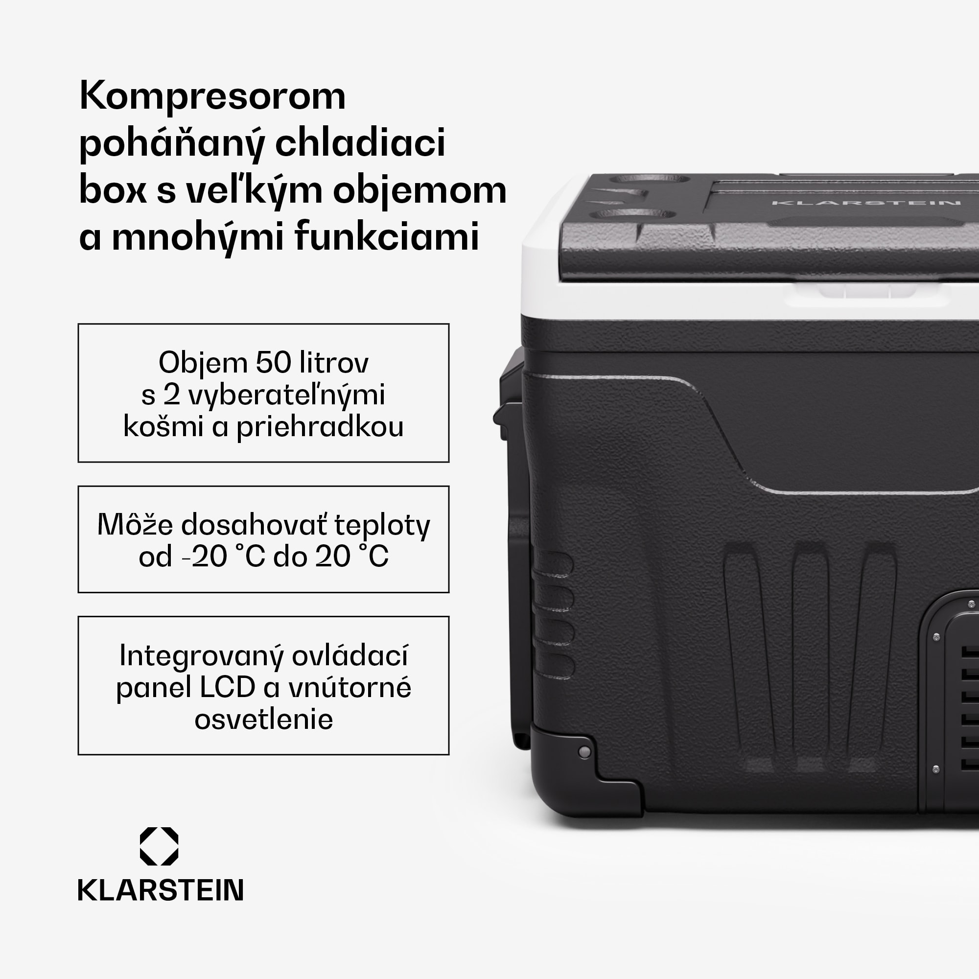 Klarstein PolarForce 50L kompresorový chladiaci box| LCD panel, osvetlenie, off-road, ochrana batérie, 12V/230V – Obrázok 2
