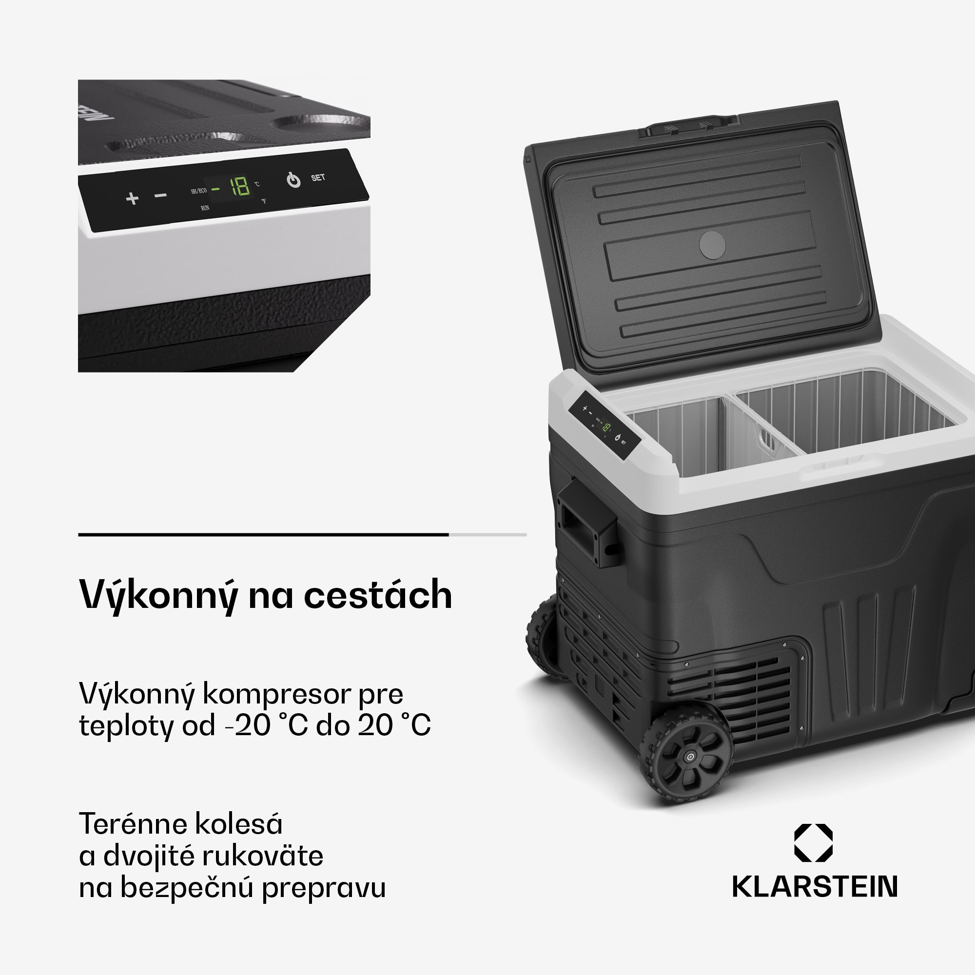 Klarstein PolarForce 50L kompresorový chladiaci box| LCD panel, osvetlenie, off-road, ochrana batérie, 12V/230V – Obrázok 4