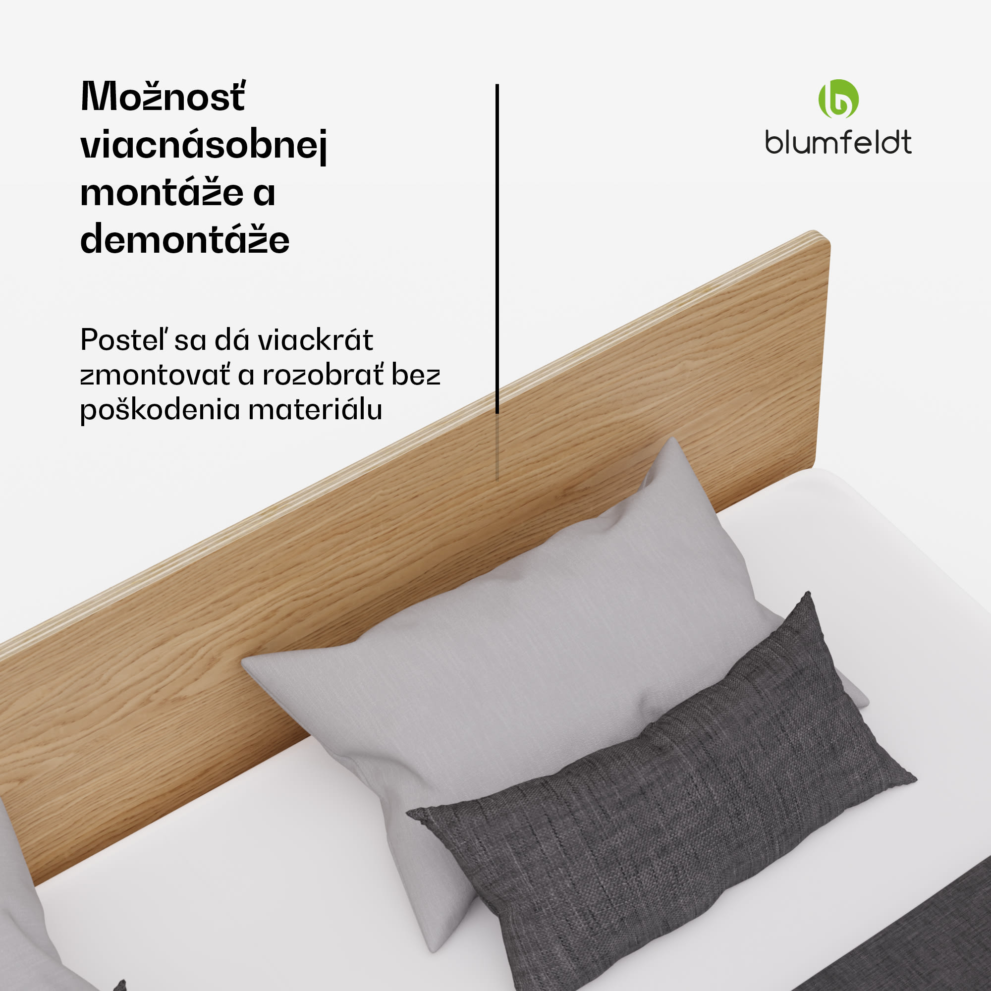 Blumfeldt NordicAura King rám manželskej postele, 180 cm x 200 cm, robustný, bez náradia, eukalyptové drevo, polička – Obrázok 5