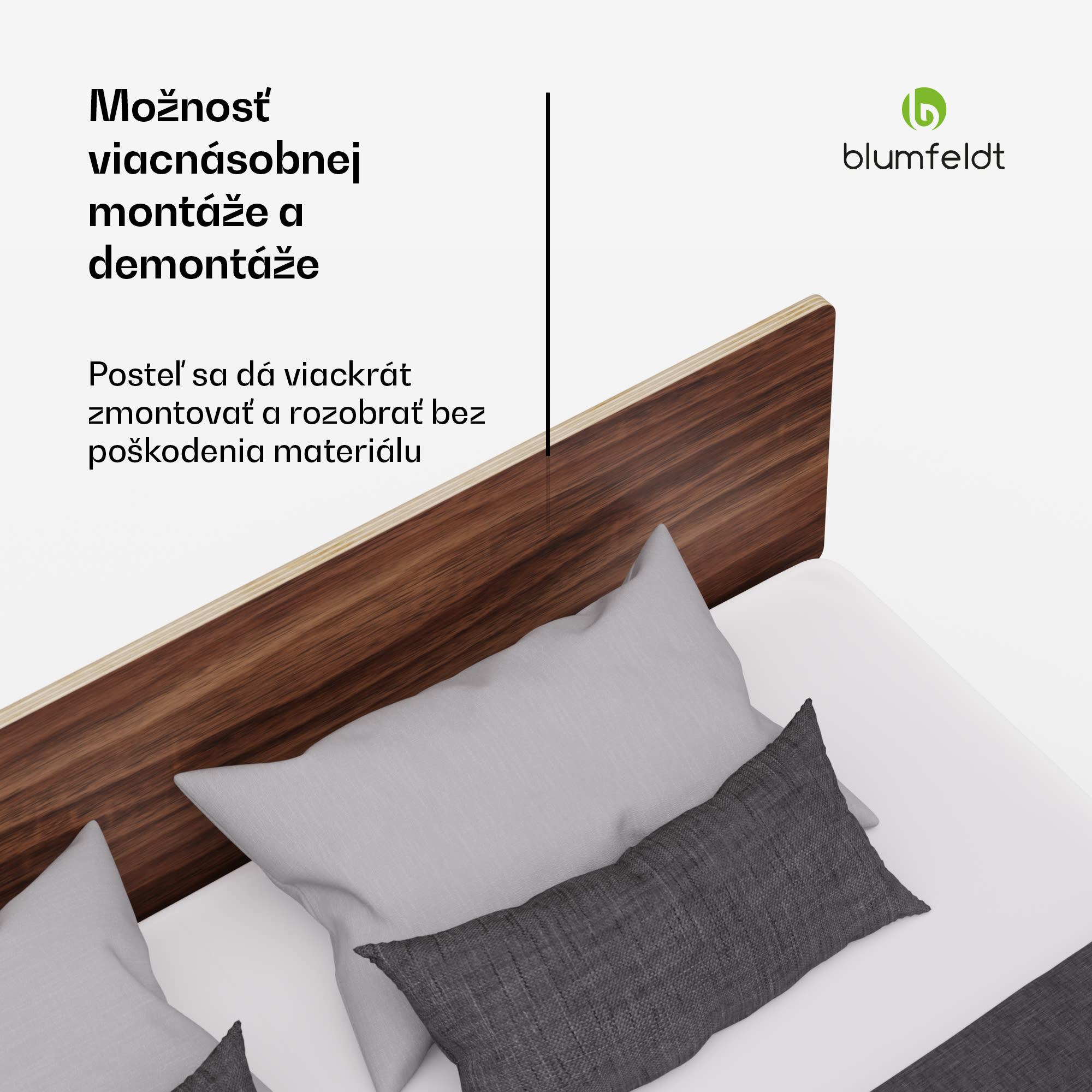 Blumfeldt NordicAura Queen rám manželskej postele, 160 cm x 200 cm, robustný, bez náradia, eukalyptové drevo, polička – Obrázok 5