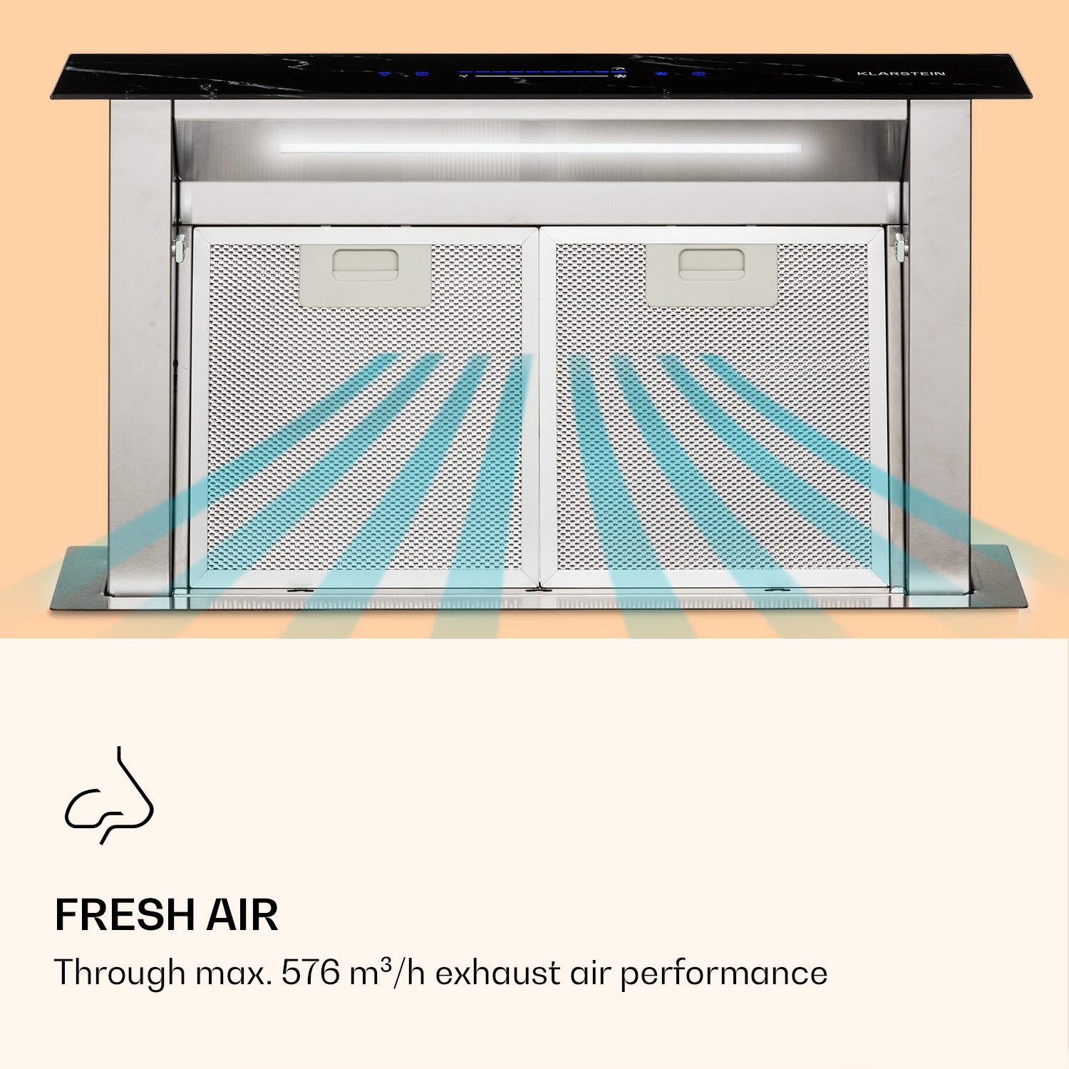 Klarstein Royal Flush Eco, digestor, 60 cm, 576 m³/h, A+ – Obrázok 4